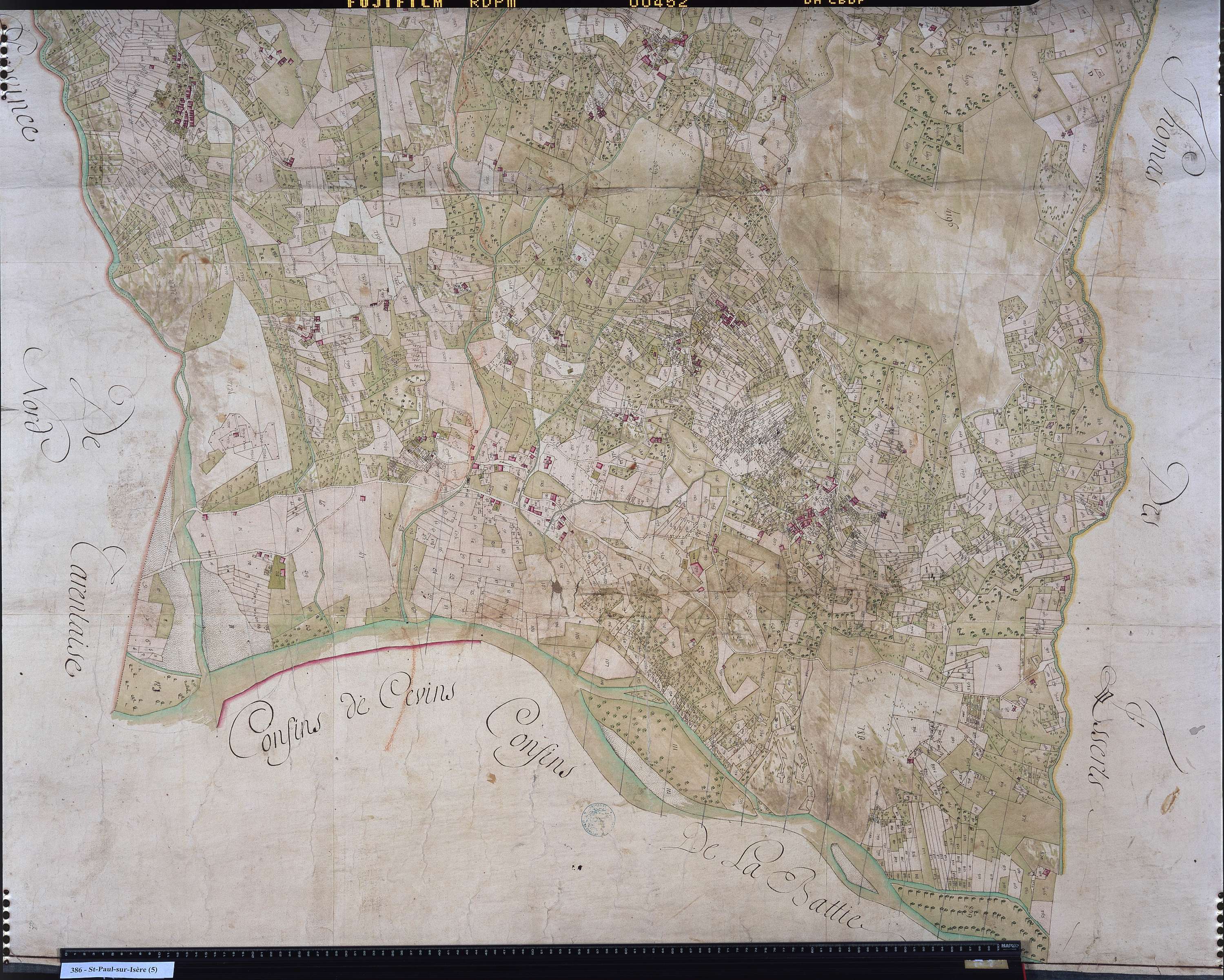 Saint-Paul-sur-Isère - Copie de la mappe originale (plan cadastral) de la commune de Saint-Paul-sous-Conflans. Signée Cocelli, directeur de la péréquation générale.