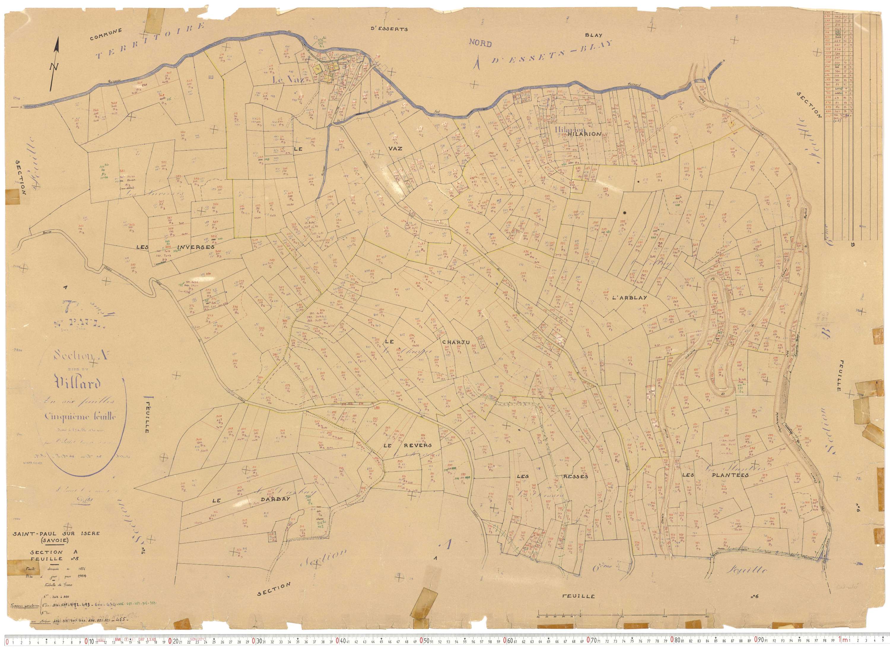 Saint-Paul-sur-Isère - Plans cadastraux du cadastre rénové.