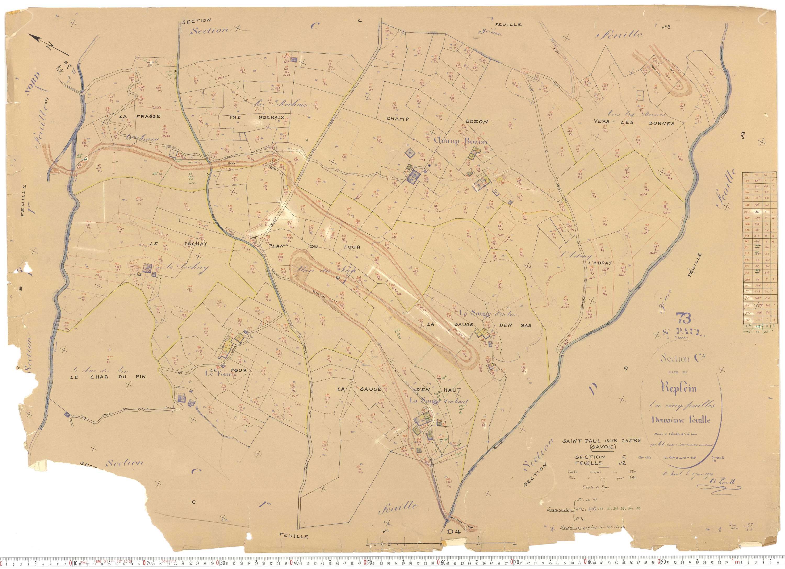 Saint-Paul-sur-Isère - Plans cadastraux du cadastre rénové.