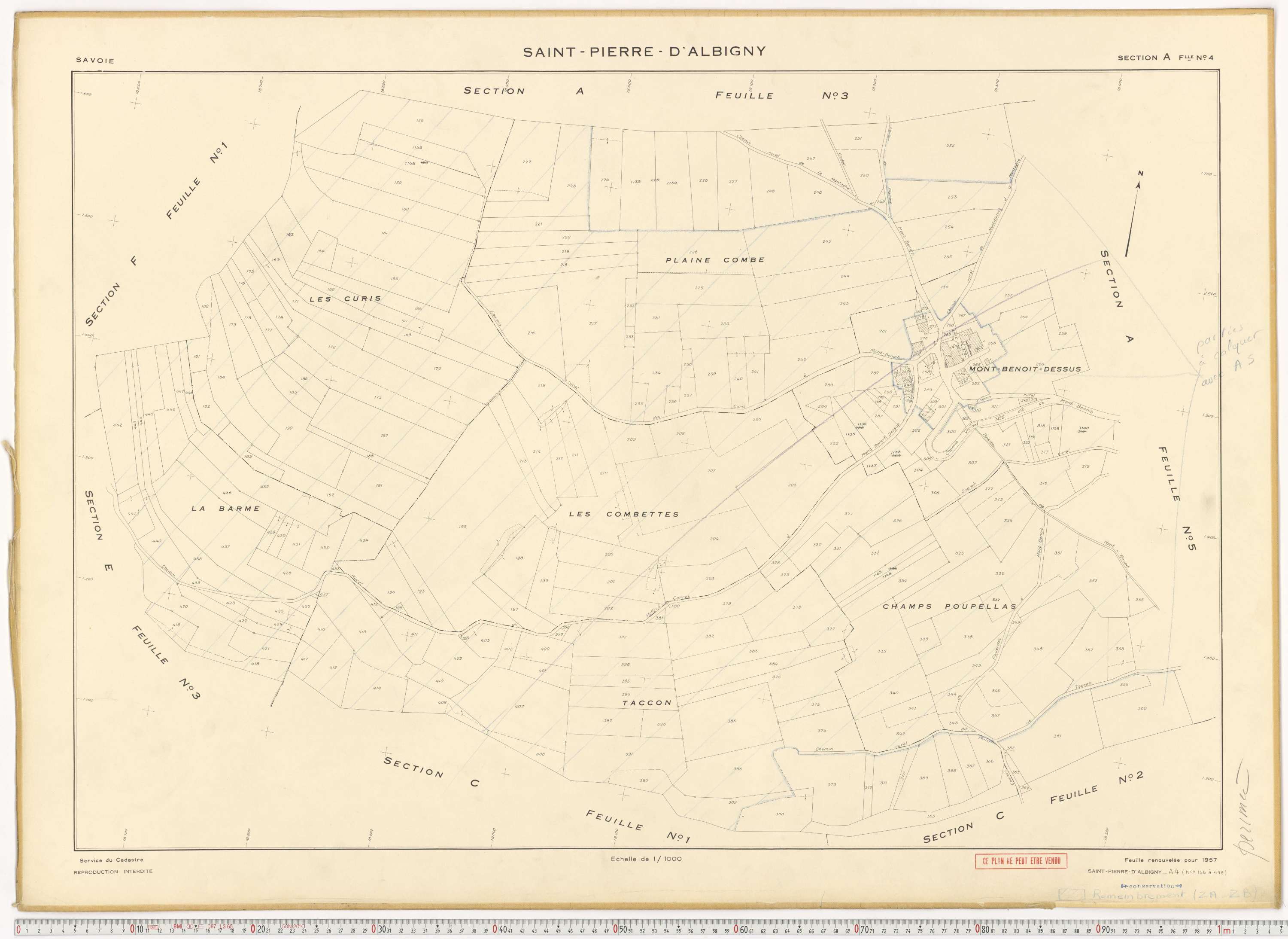 Saint-Pierre-d'Albigny - Cadastre rénové (1957).