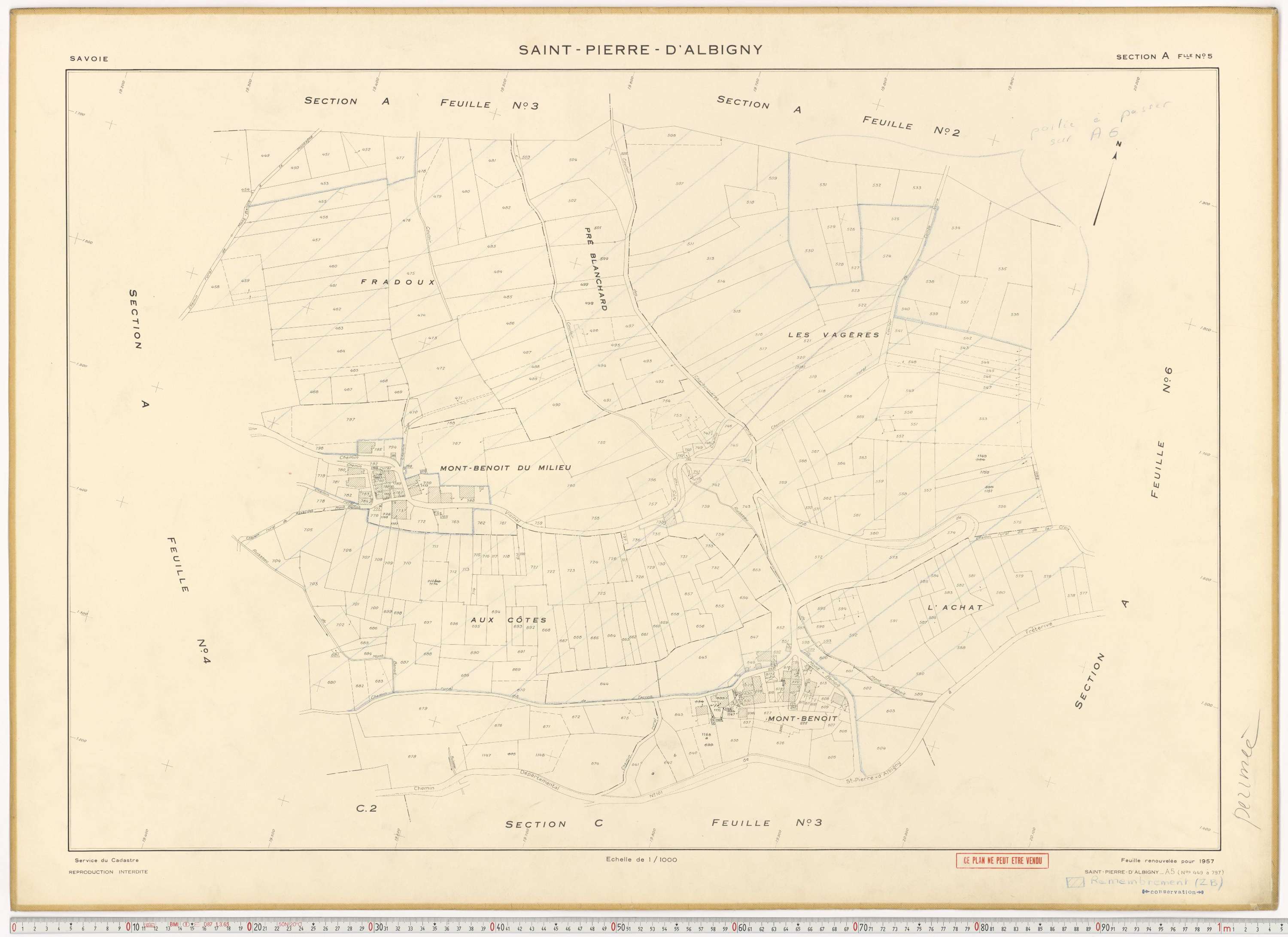 Saint-Pierre-d'Albigny - Cadastre rénové (1957).