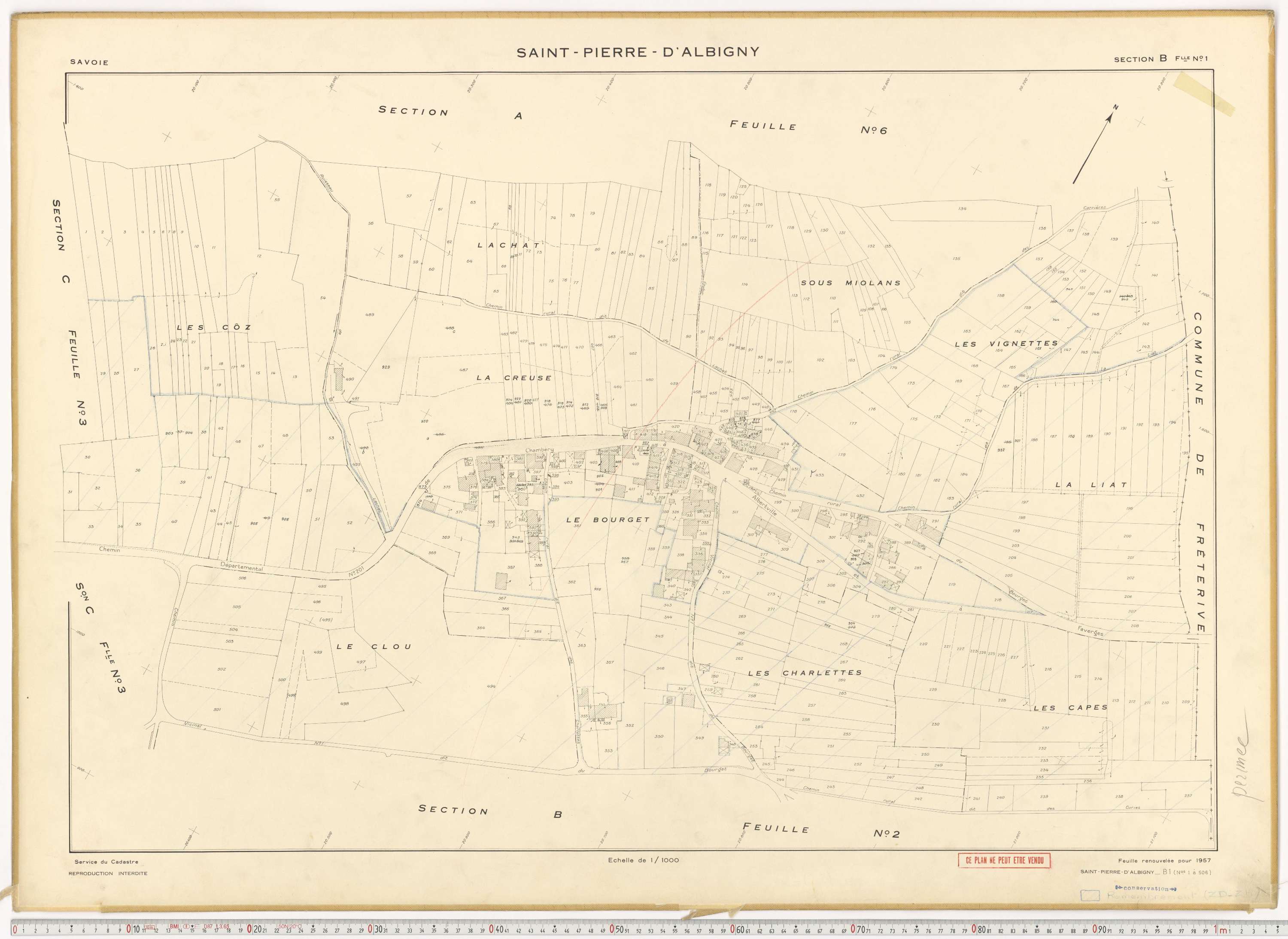Saint-Pierre-d'Albigny - Cadastre rénové (1957).