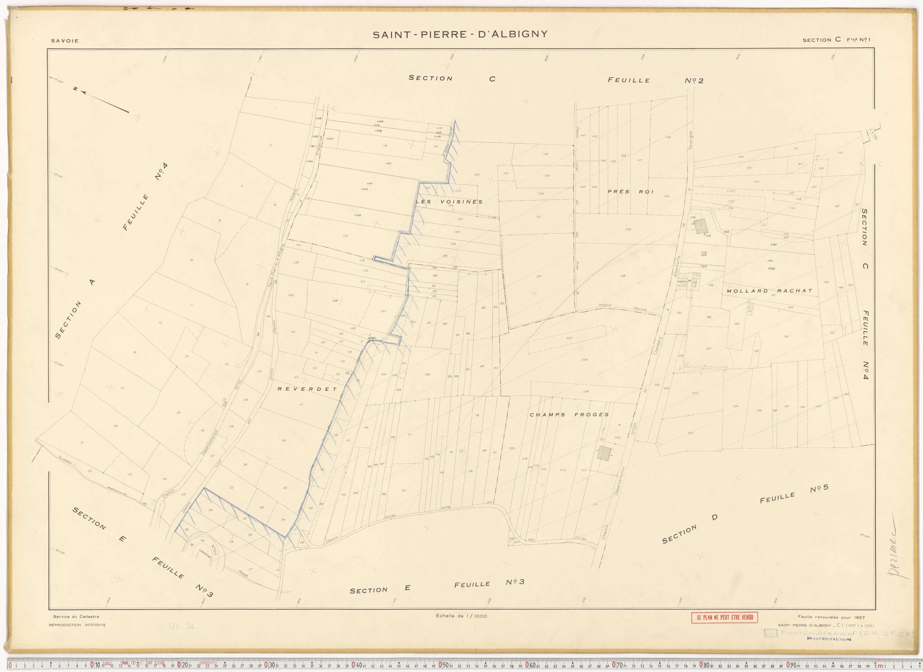 Saint-Pierre-d'Albigny - Cadastre rénové (1957).