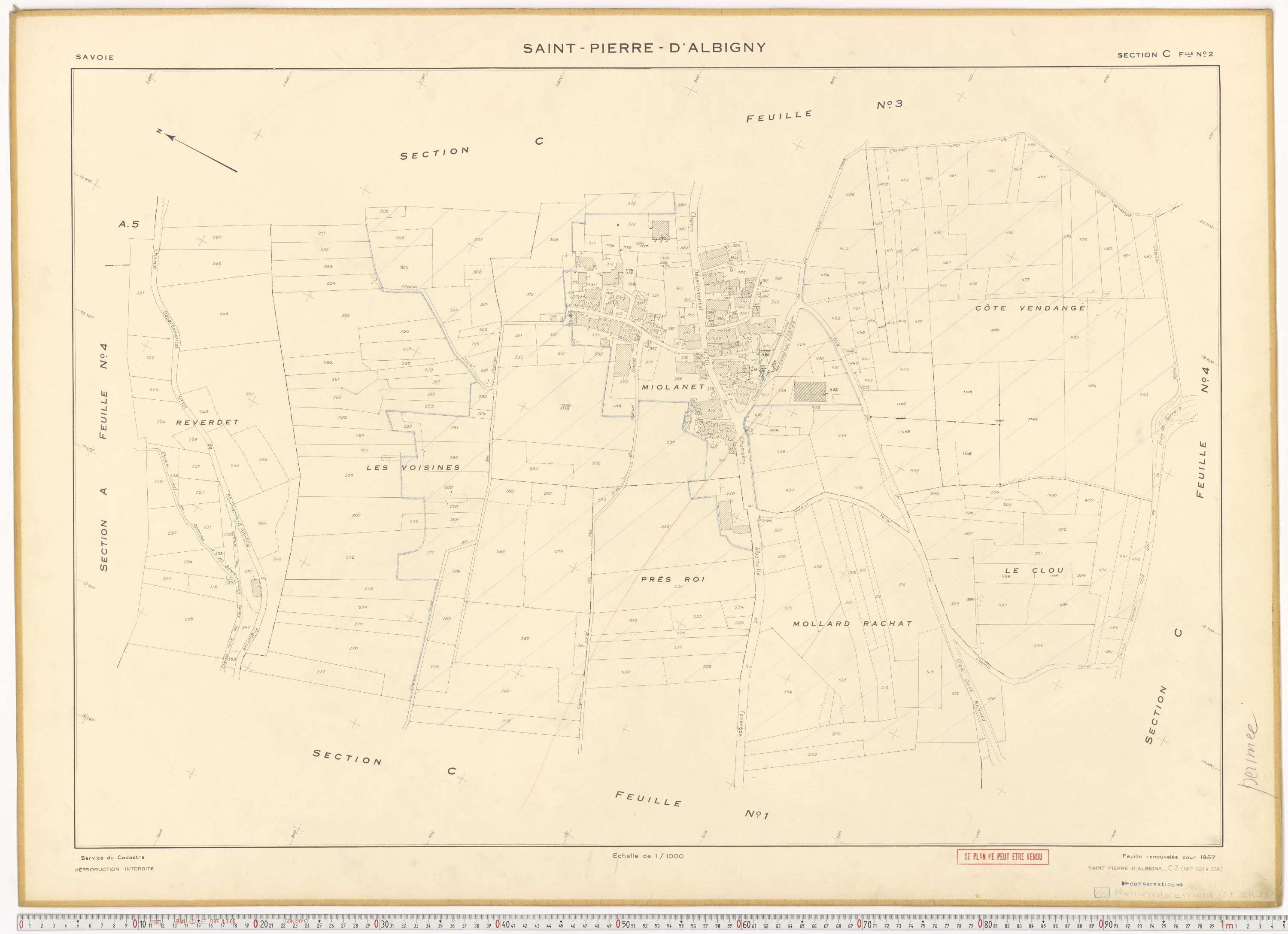 Saint-Pierre-d'Albigny - Cadastre rénové (1957).