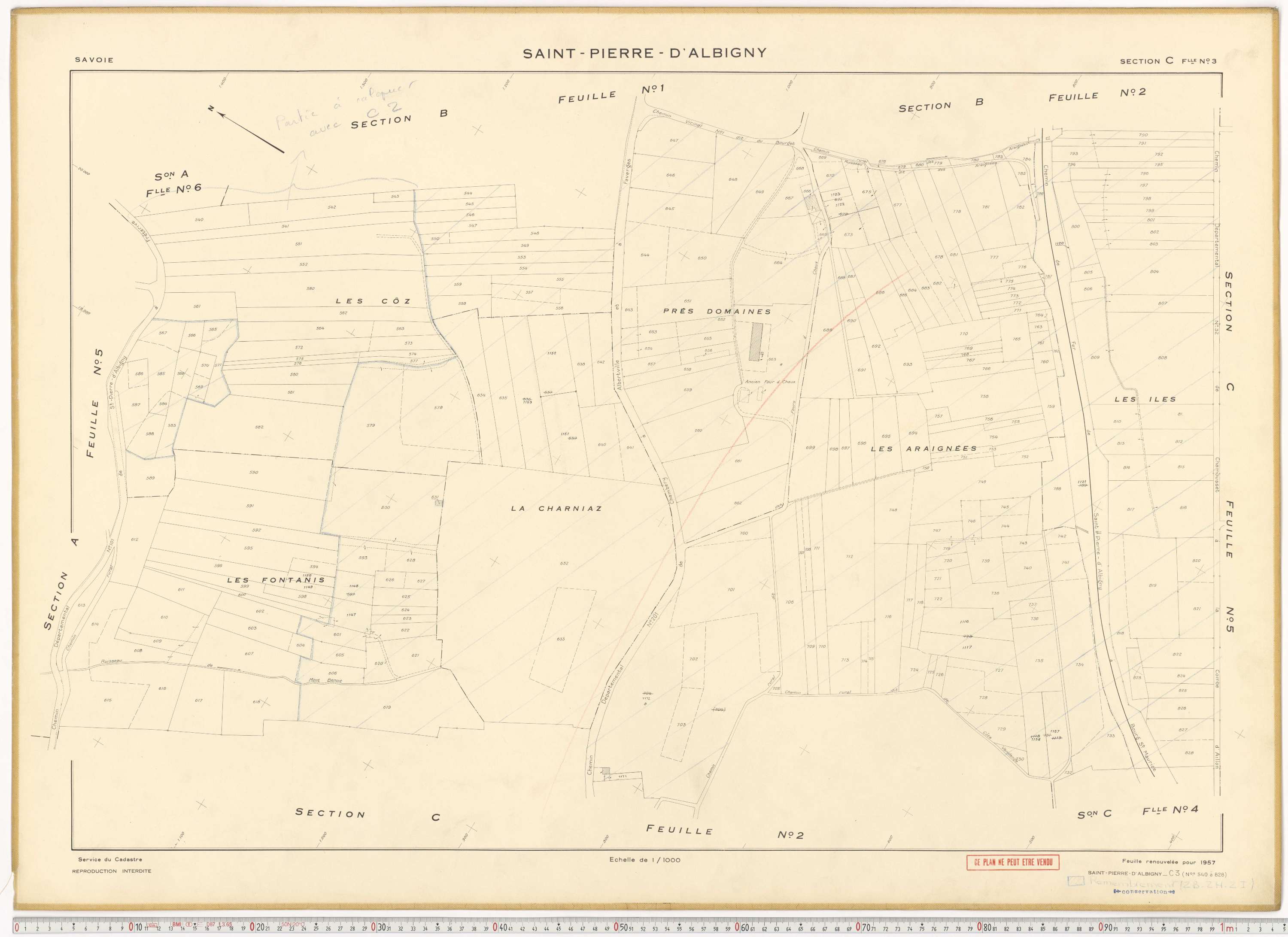 Saint-Pierre-d'Albigny - Cadastre rénové (1957).