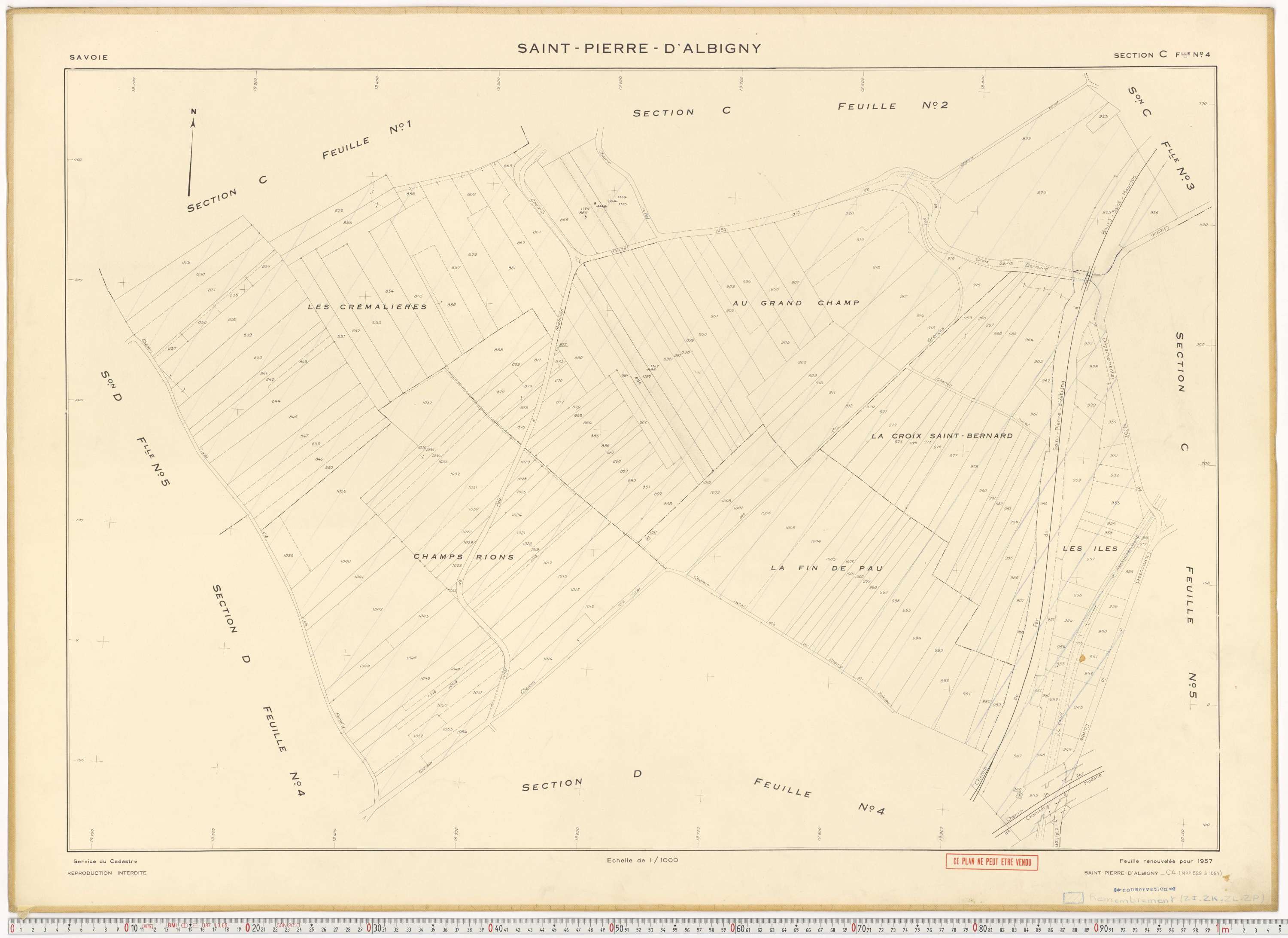 Saint-Pierre-d'Albigny - Cadastre rénové (1957).