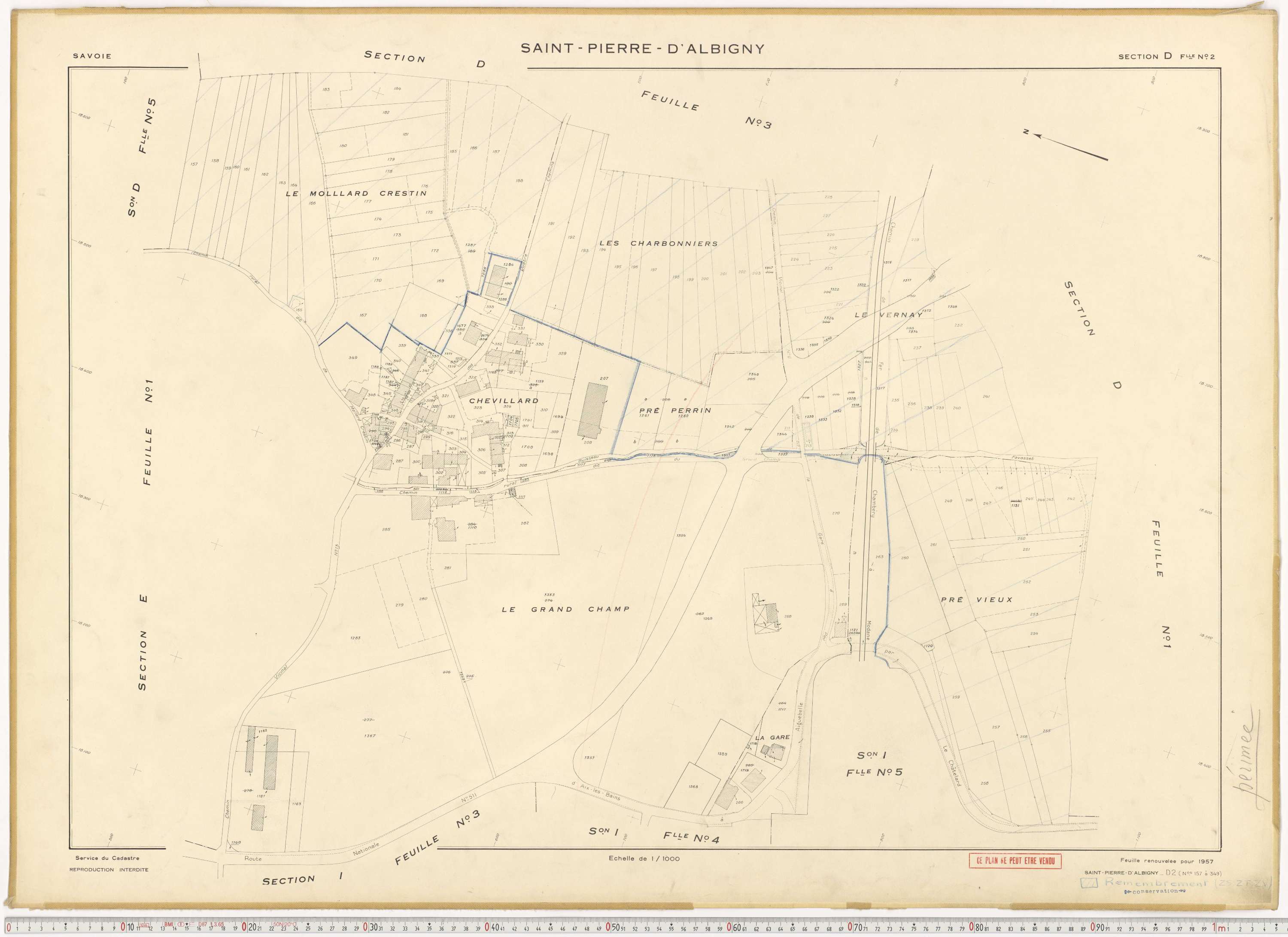 Saint-Pierre-d'Albigny - Cadastre rénové (1957).
