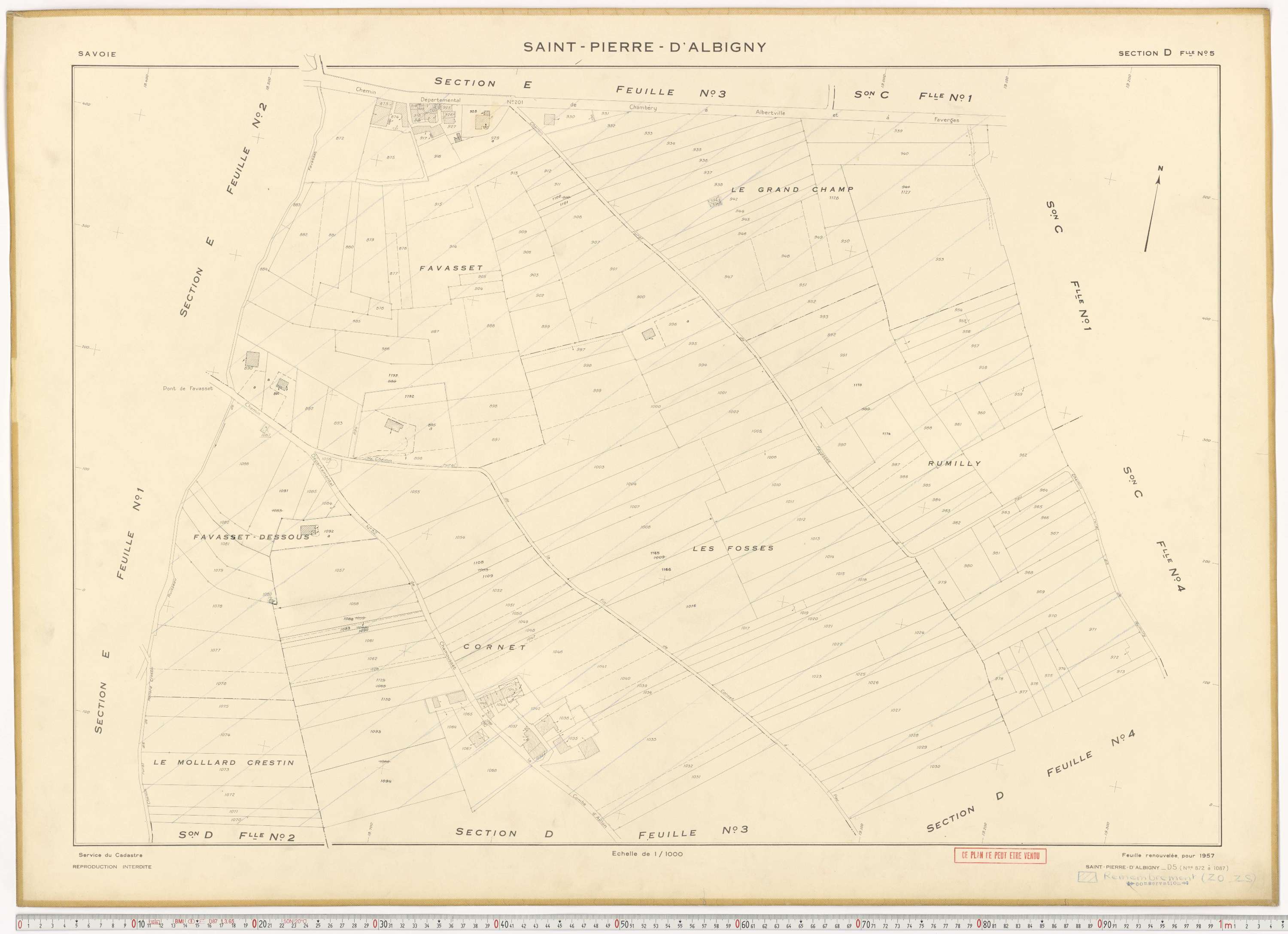 Saint-Pierre-d'Albigny - Cadastre rénové (1957).