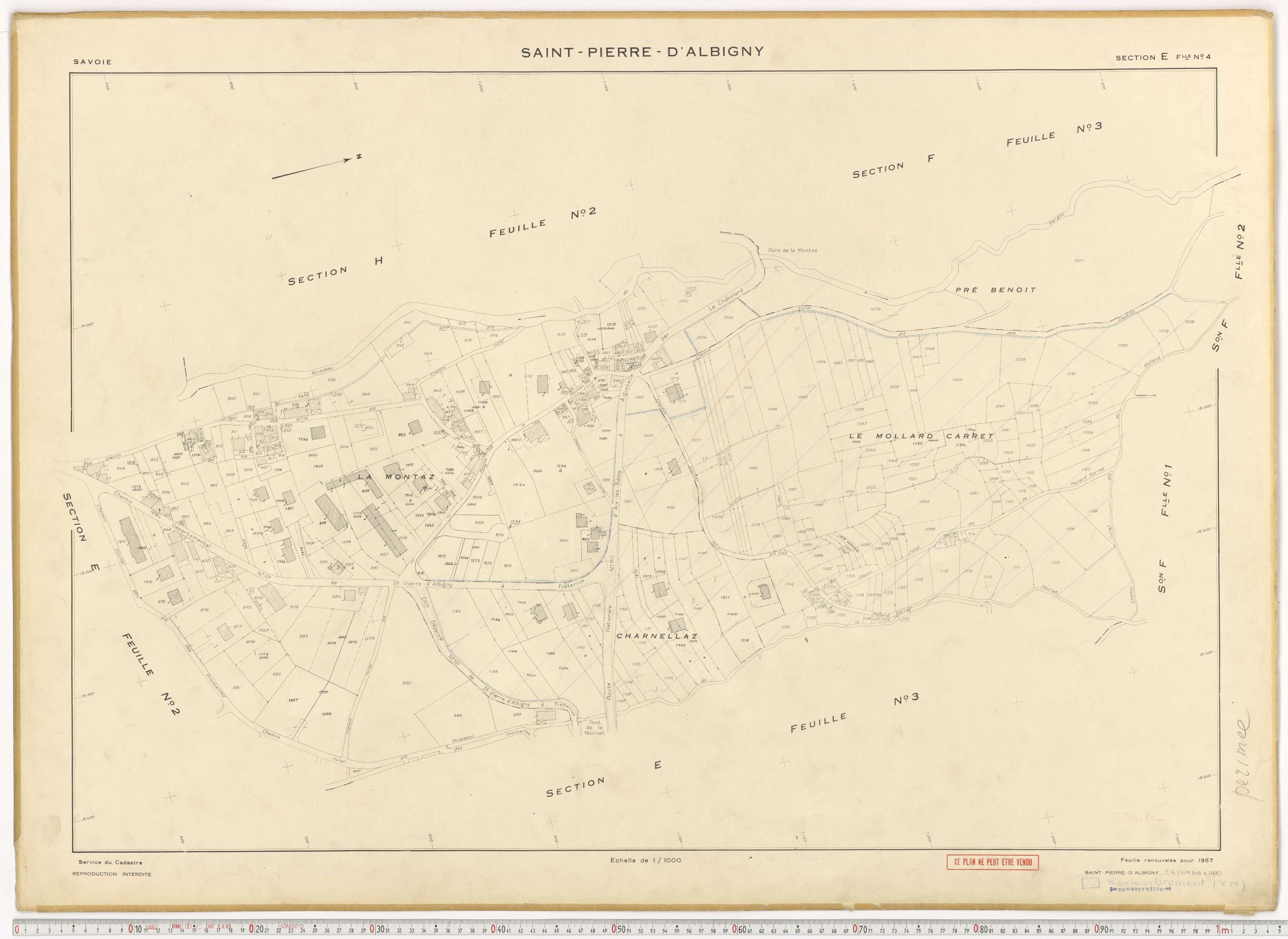 Saint-Pierre-d'Albigny - Cadastre rénové (1957).