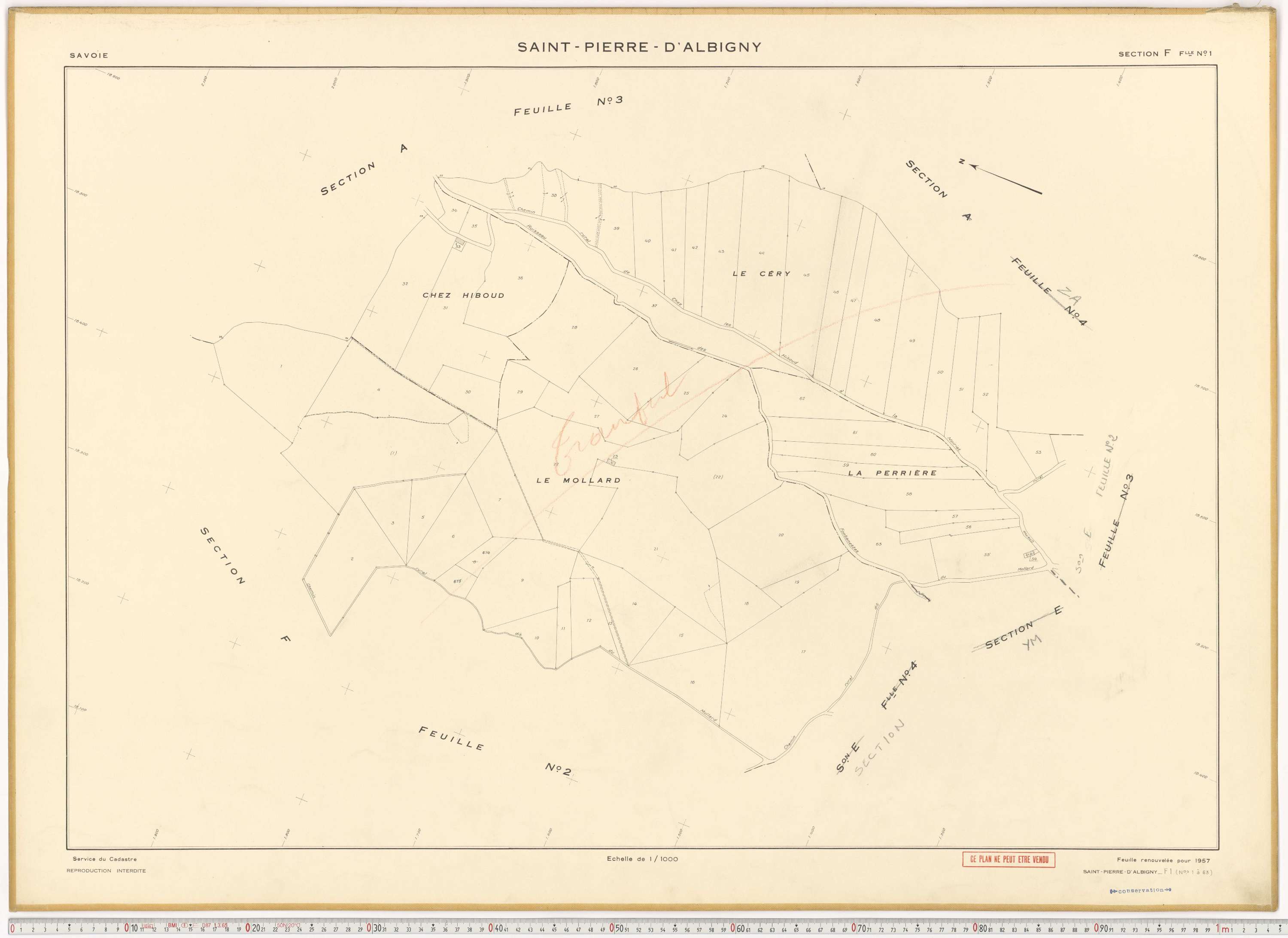 Saint-Pierre-d'Albigny - Cadastre rénové (1957).