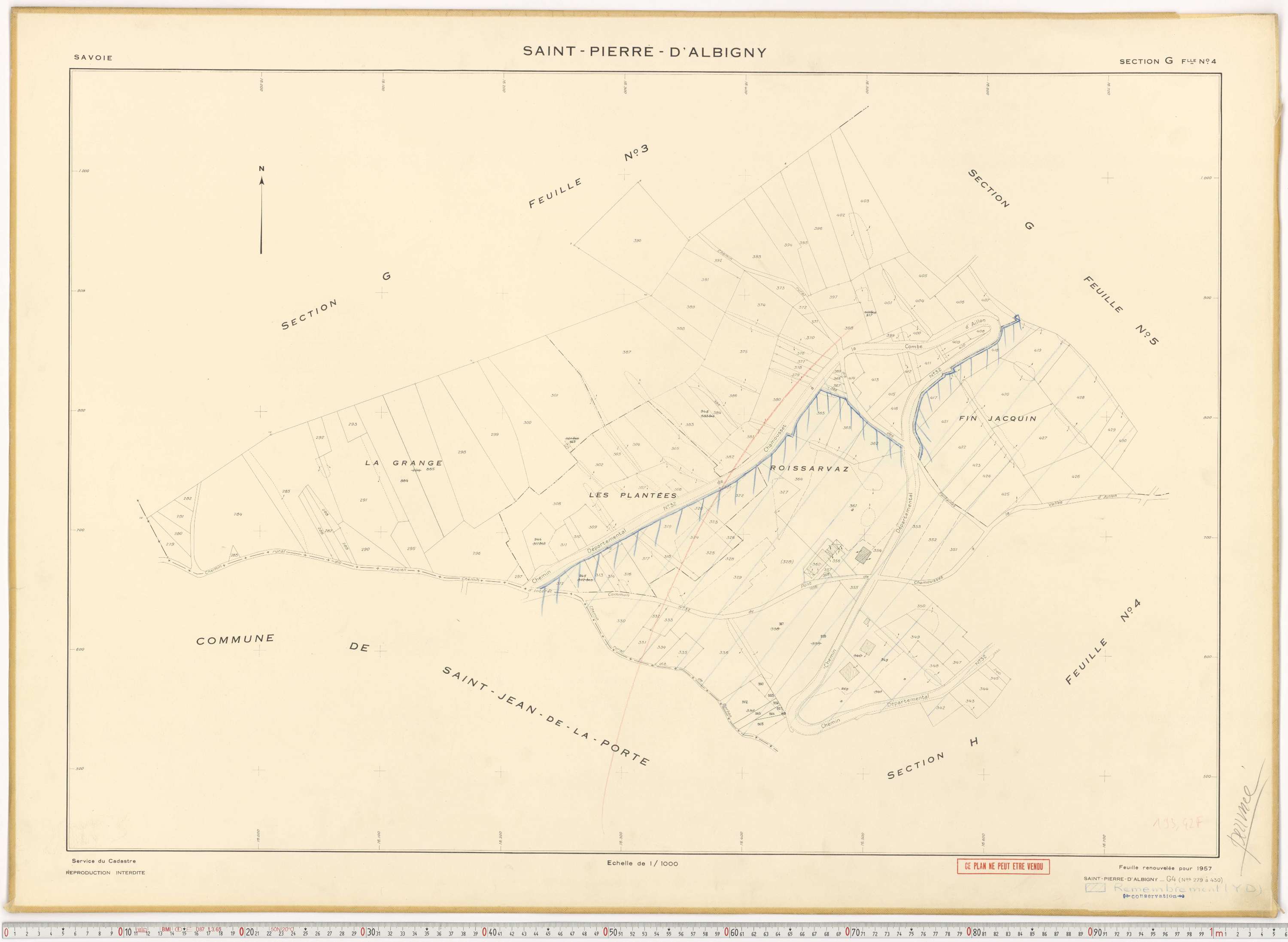 Saint-Pierre-d'Albigny - Cadastre rénové (1957).