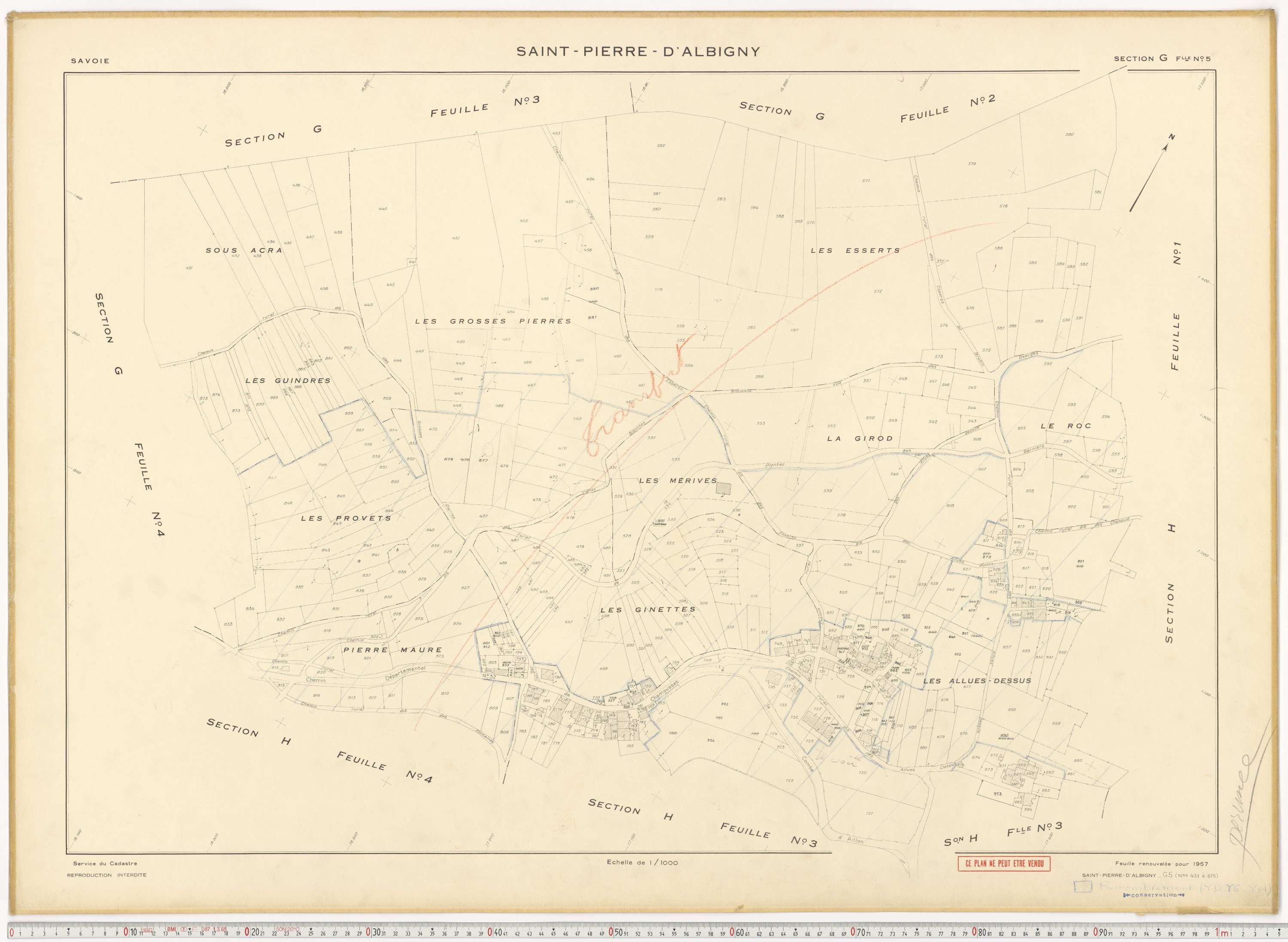 Saint-Pierre-d'Albigny - Cadastre rénové (1957).