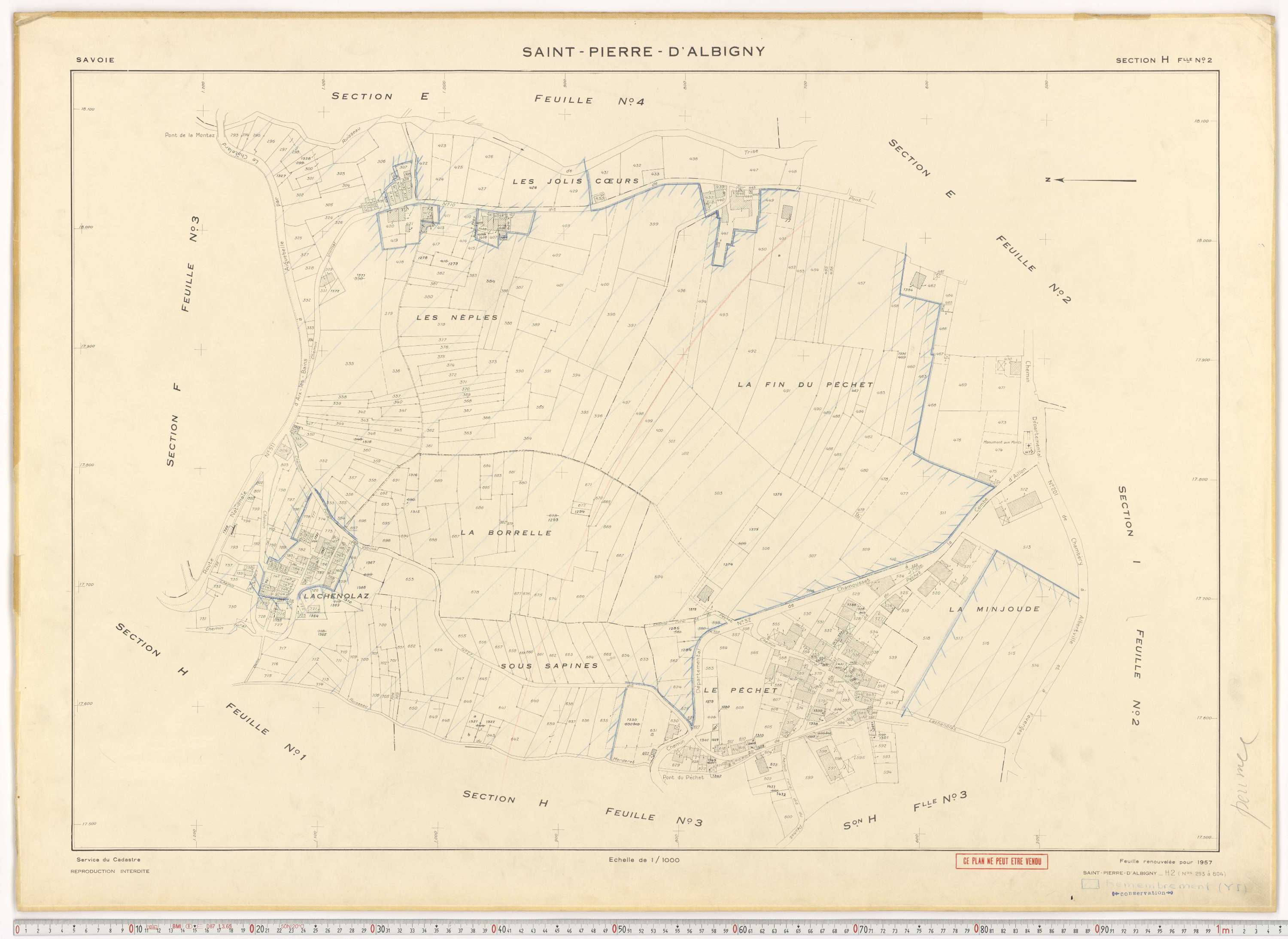 Saint-Pierre-d'Albigny - Cadastre rénové (1957).