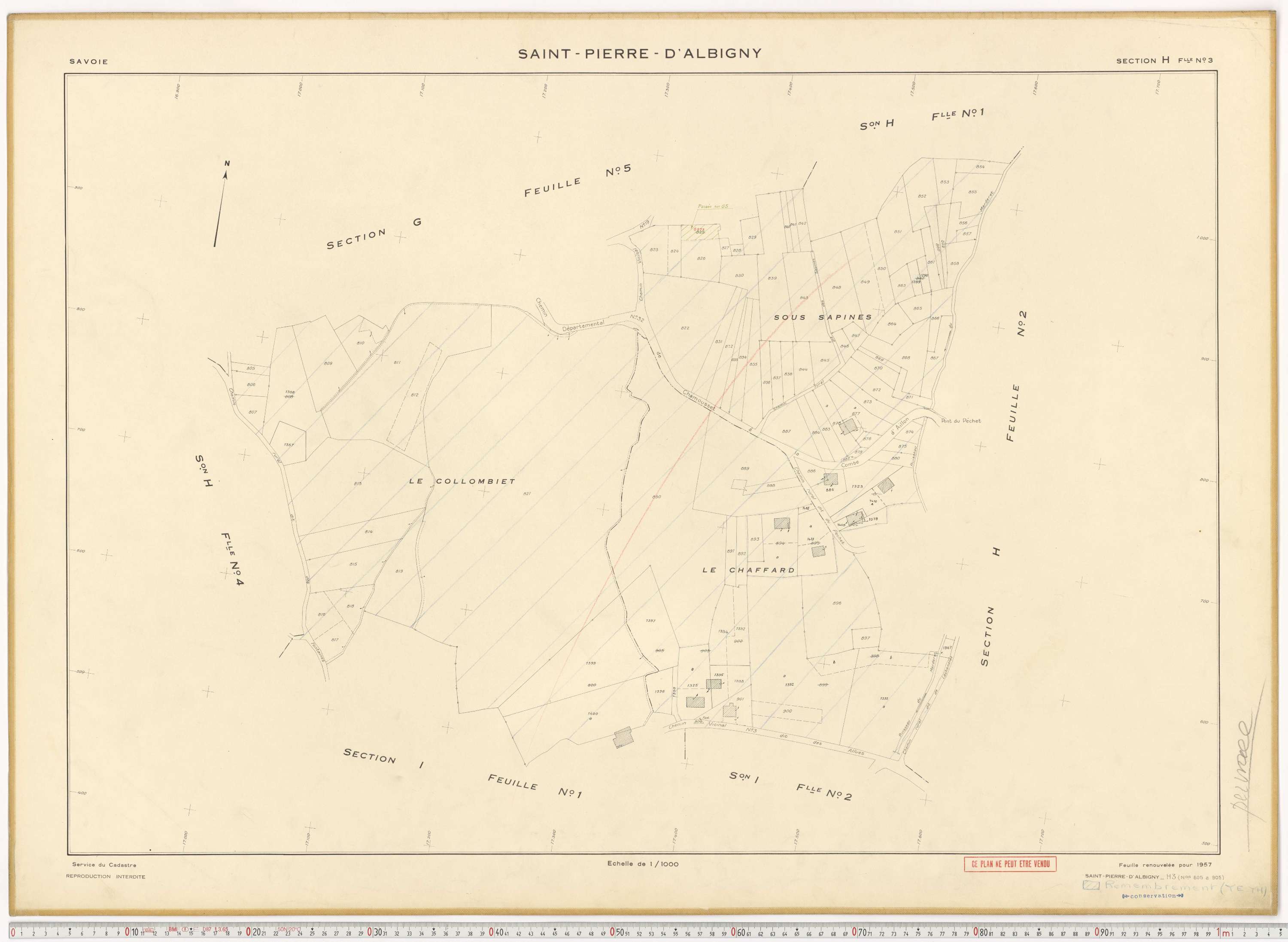 Saint-Pierre-d'Albigny - Cadastre rénové (1957).