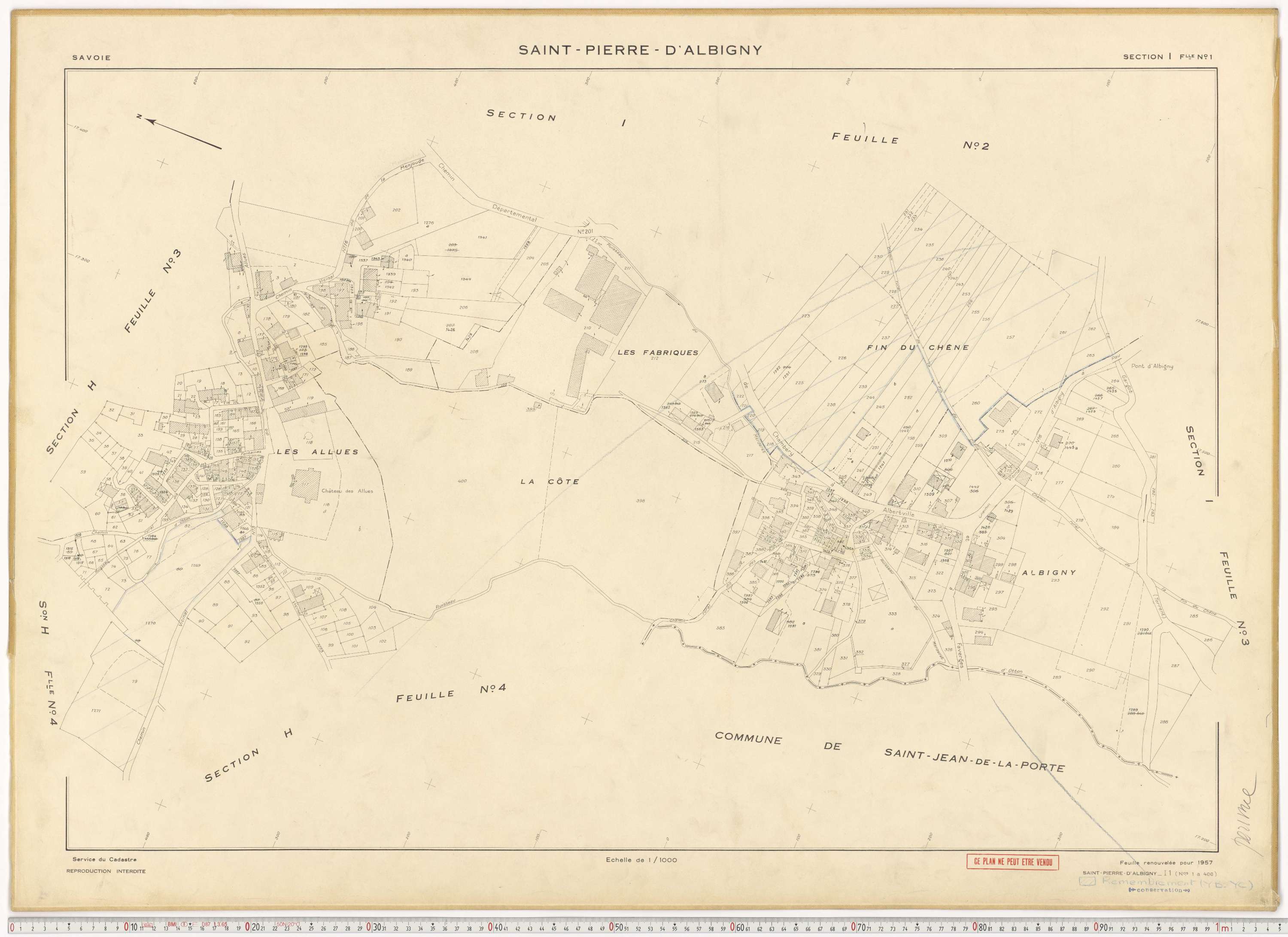 Saint-Pierre-d'Albigny - Cadastre rénové (1957).