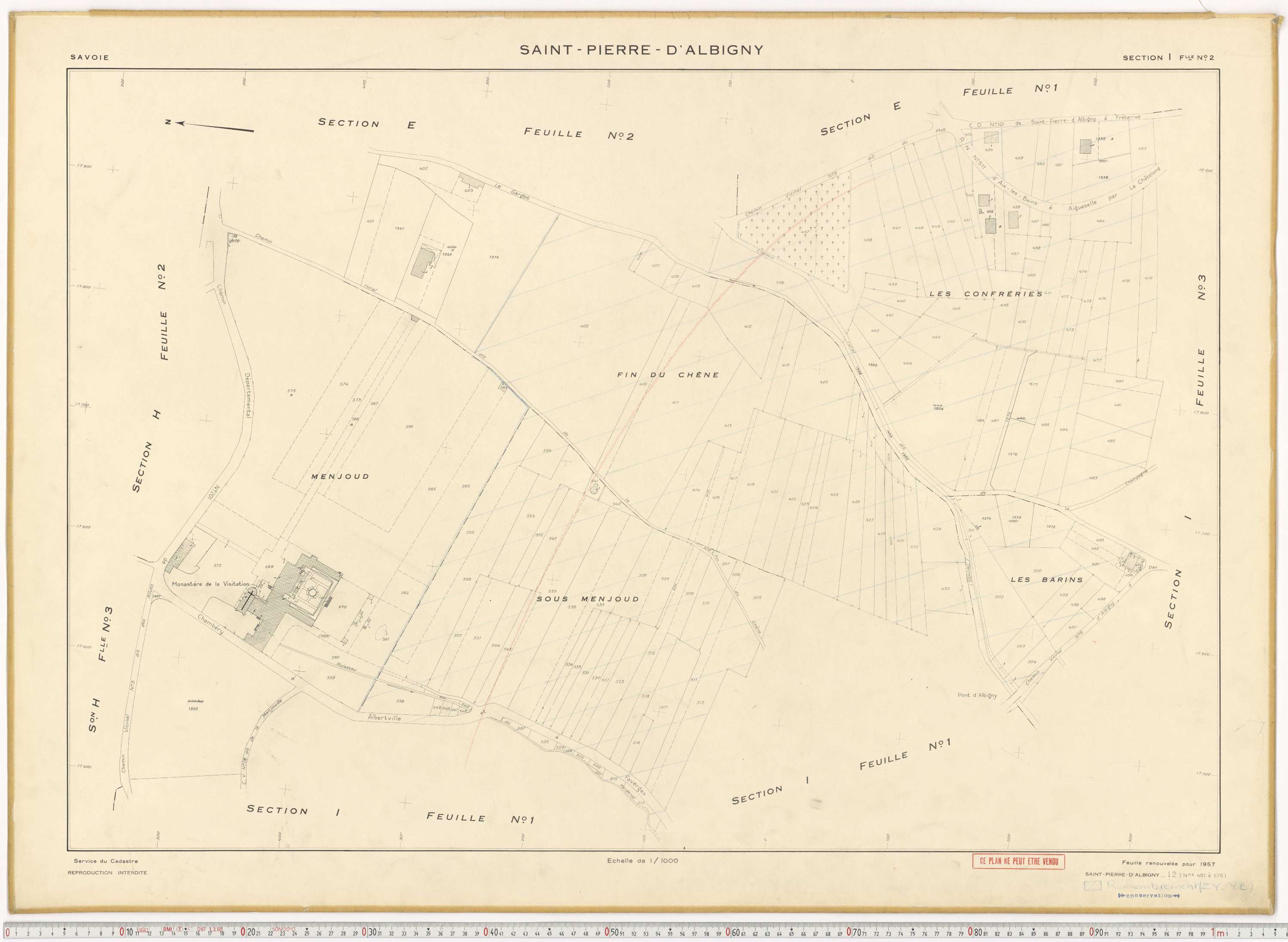 Saint-Pierre-d'Albigny - Cadastre rénové (1957).
