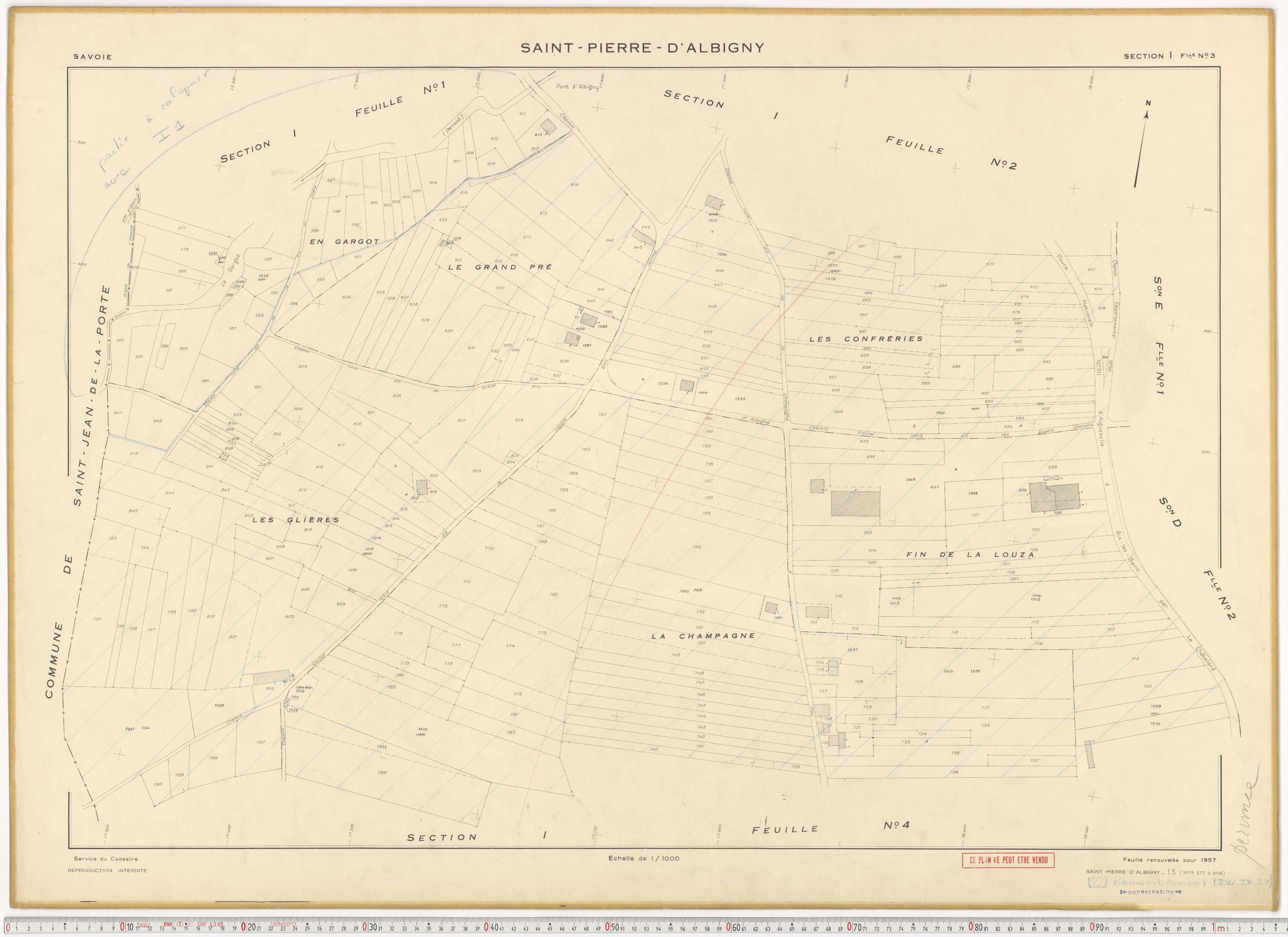 Saint-Pierre-d'Albigny - Cadastre rénové (1957).