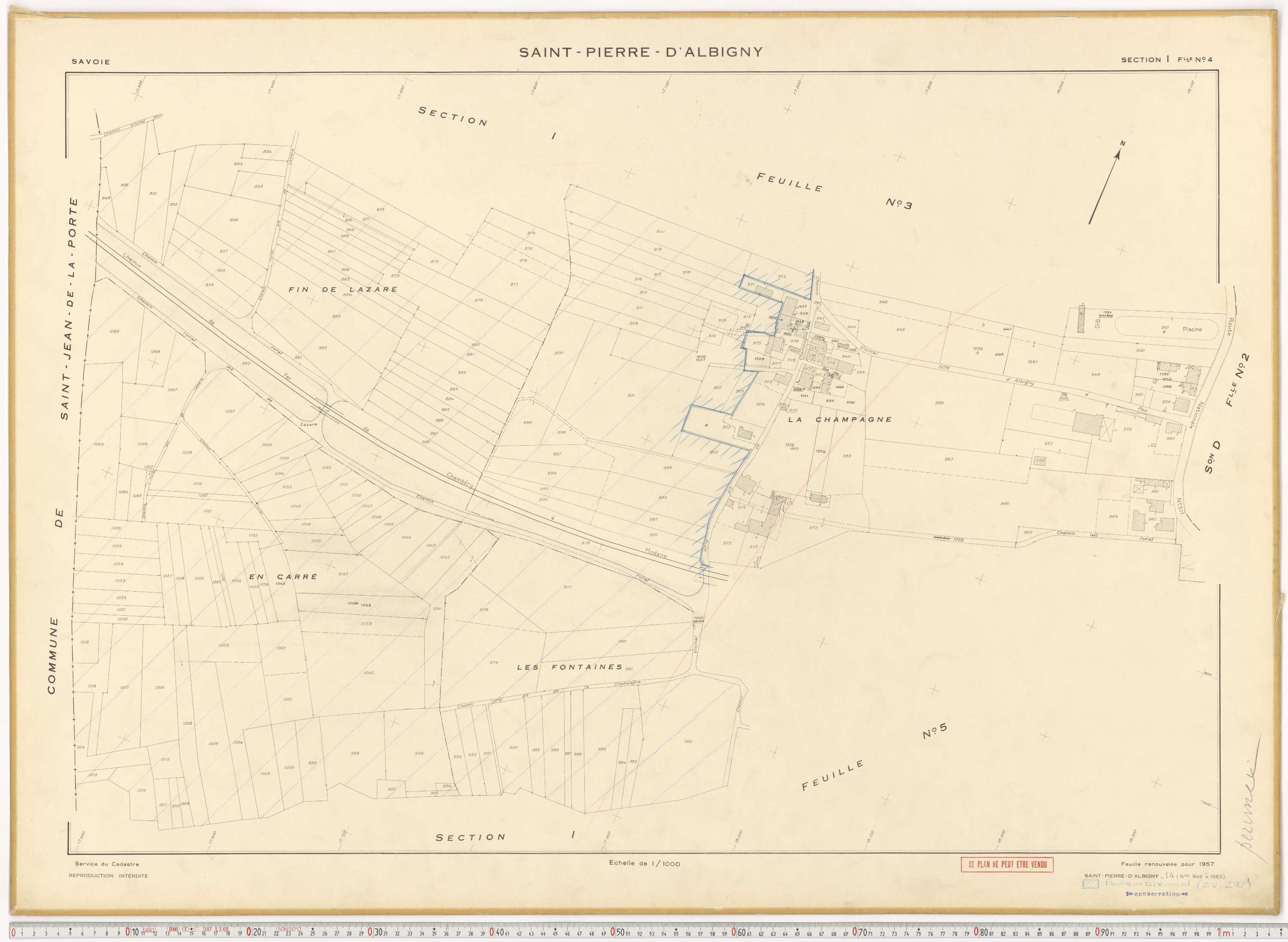 Saint-Pierre-d'Albigny - Cadastre rénové (1957).