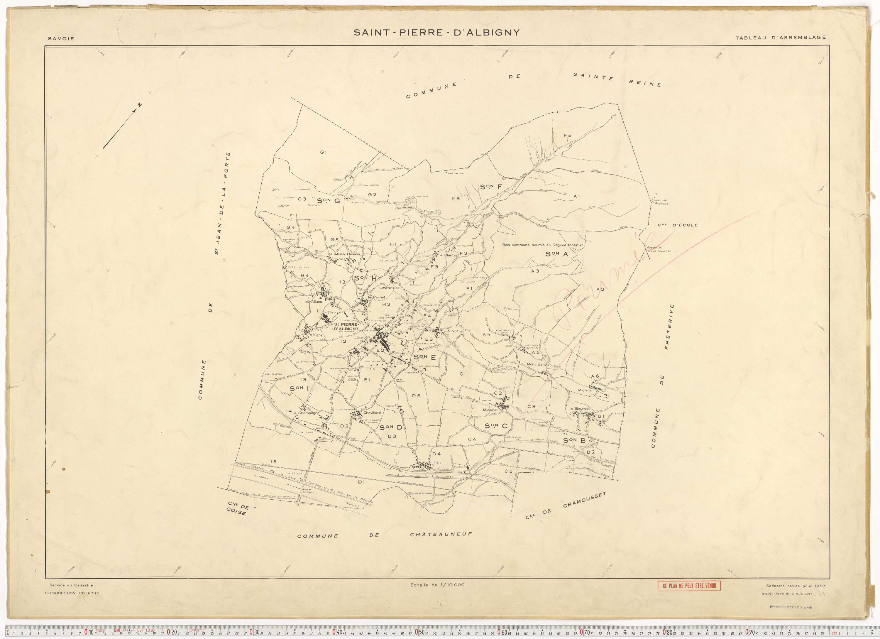 Saint-Pierre-d'Albigny - Cadastre rénové (1957).
