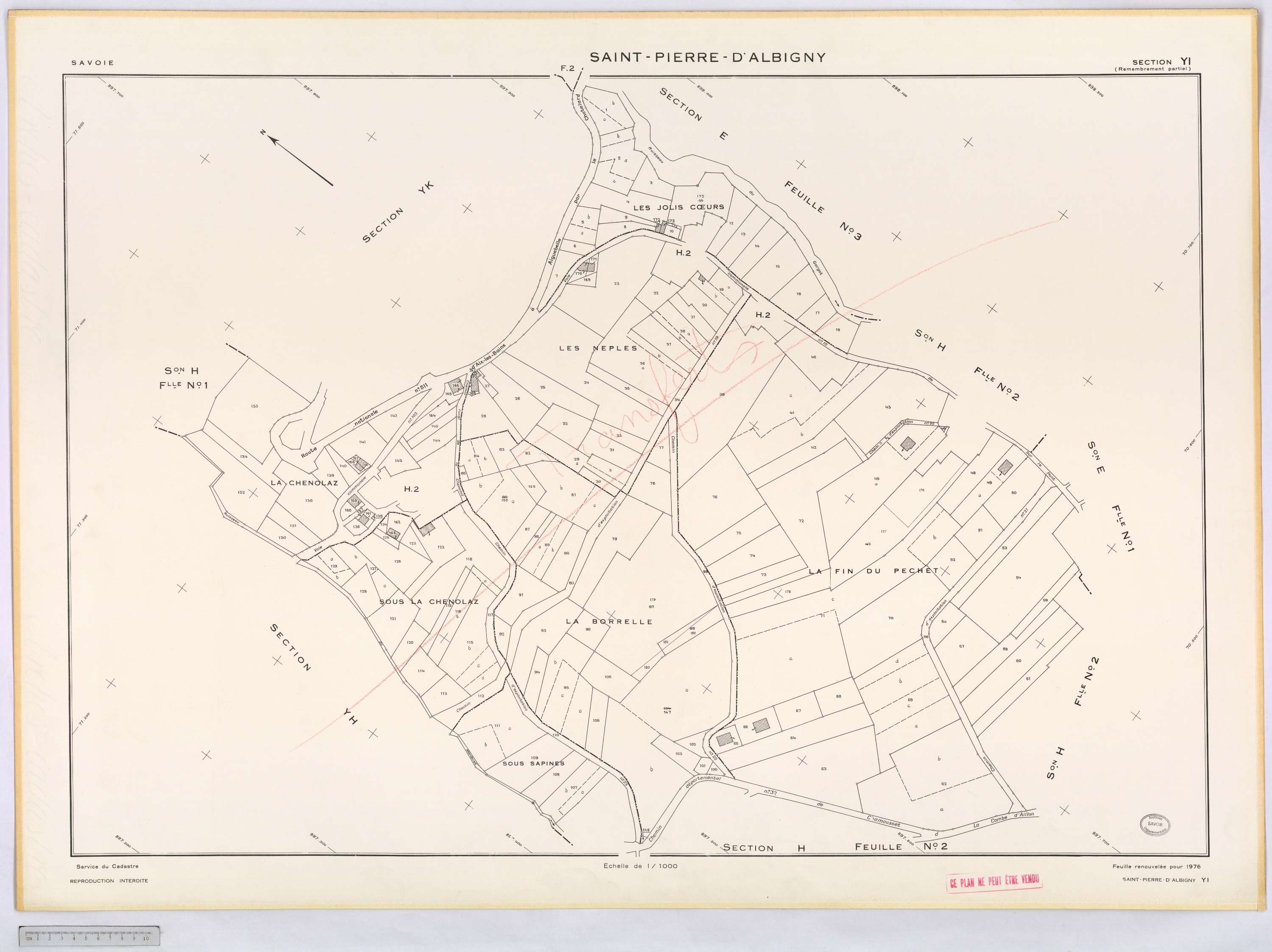 Saint-Pierre-d'Albigny - Cadastre remembré (1976).