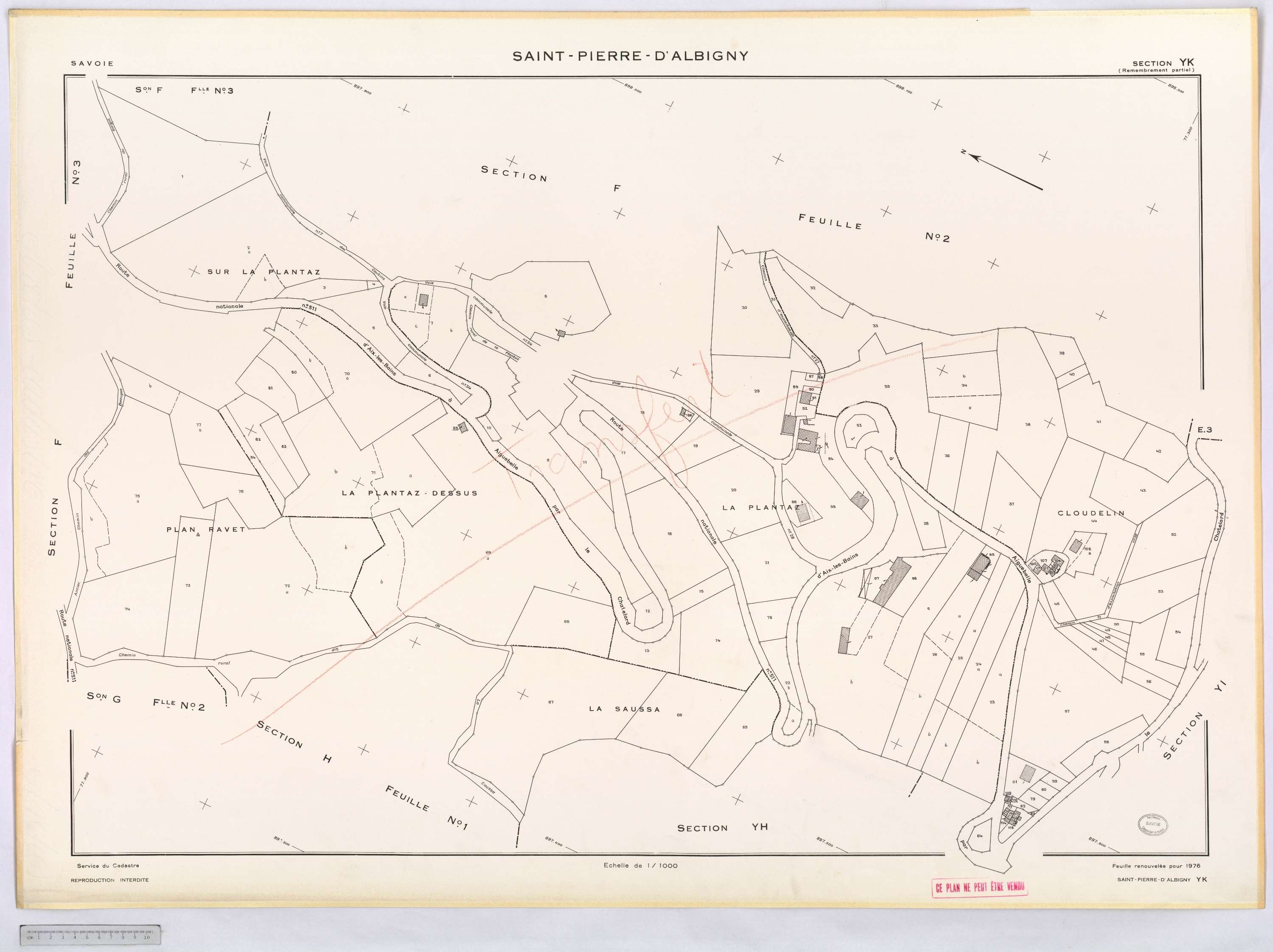Saint-Pierre-d'Albigny - Cadastre remembré (1976).