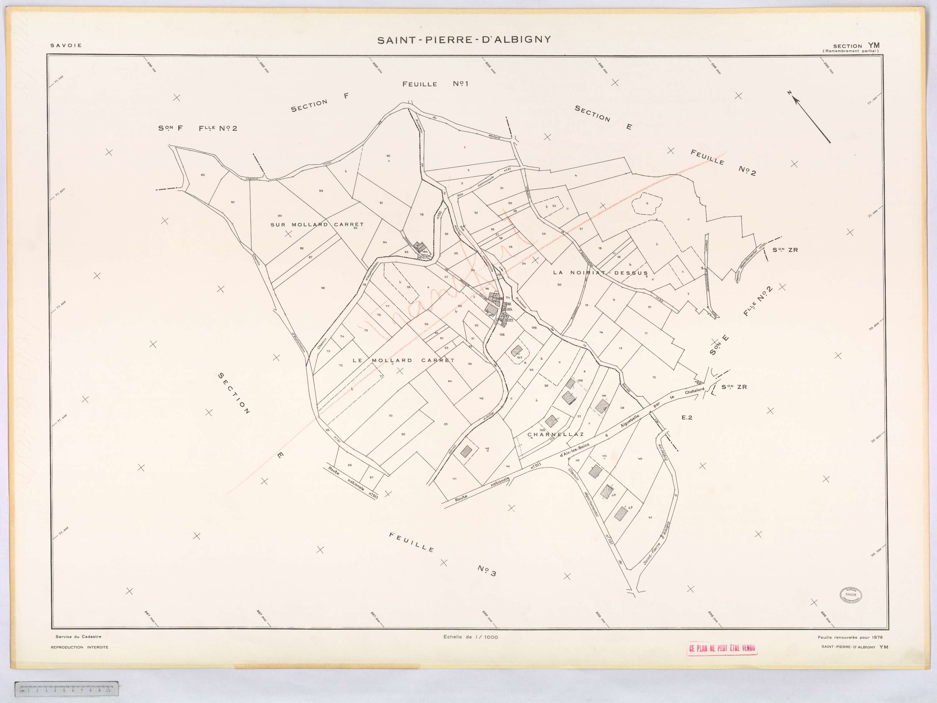 Saint-Pierre-d'Albigny - Cadastre remembré (1976).