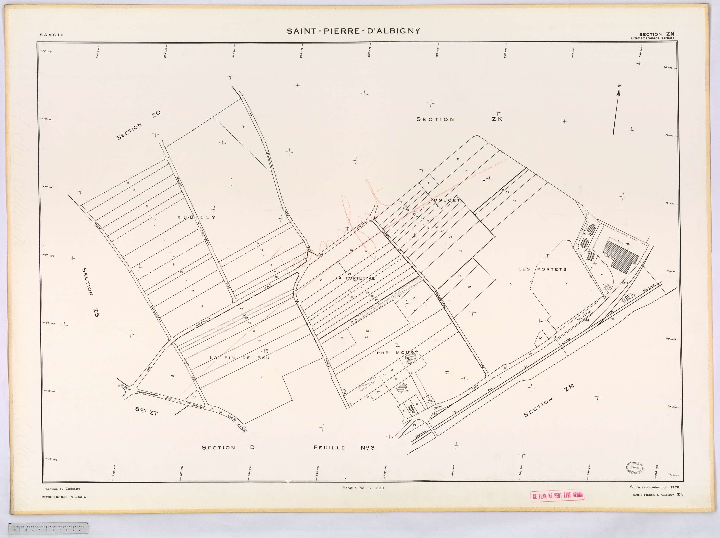 Saint-Pierre-d'Albigny - Cadastre remembré (1976).