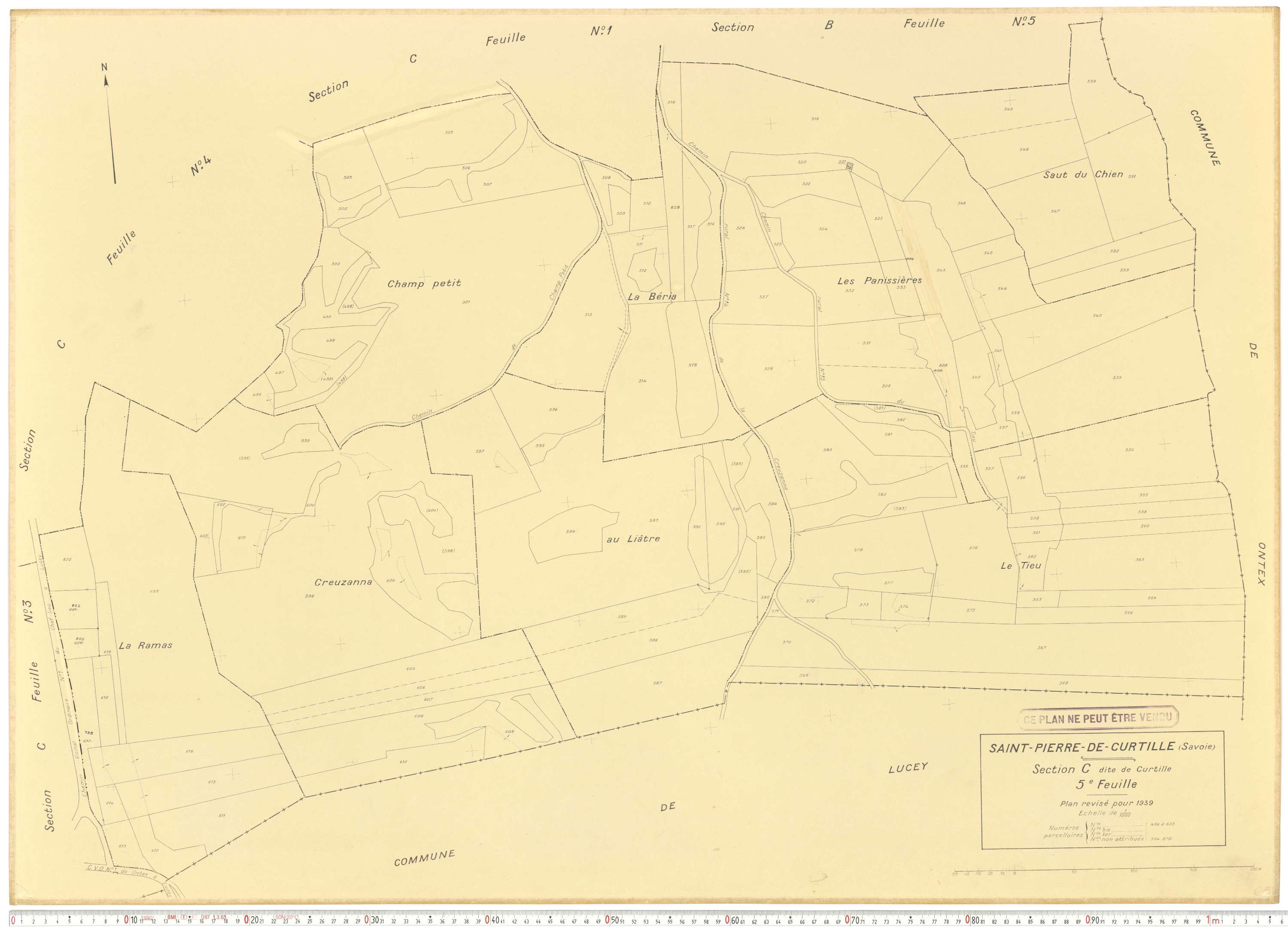 Saint-Pierre-de-Curtille - Plans cadastraux du cadastre rénové.