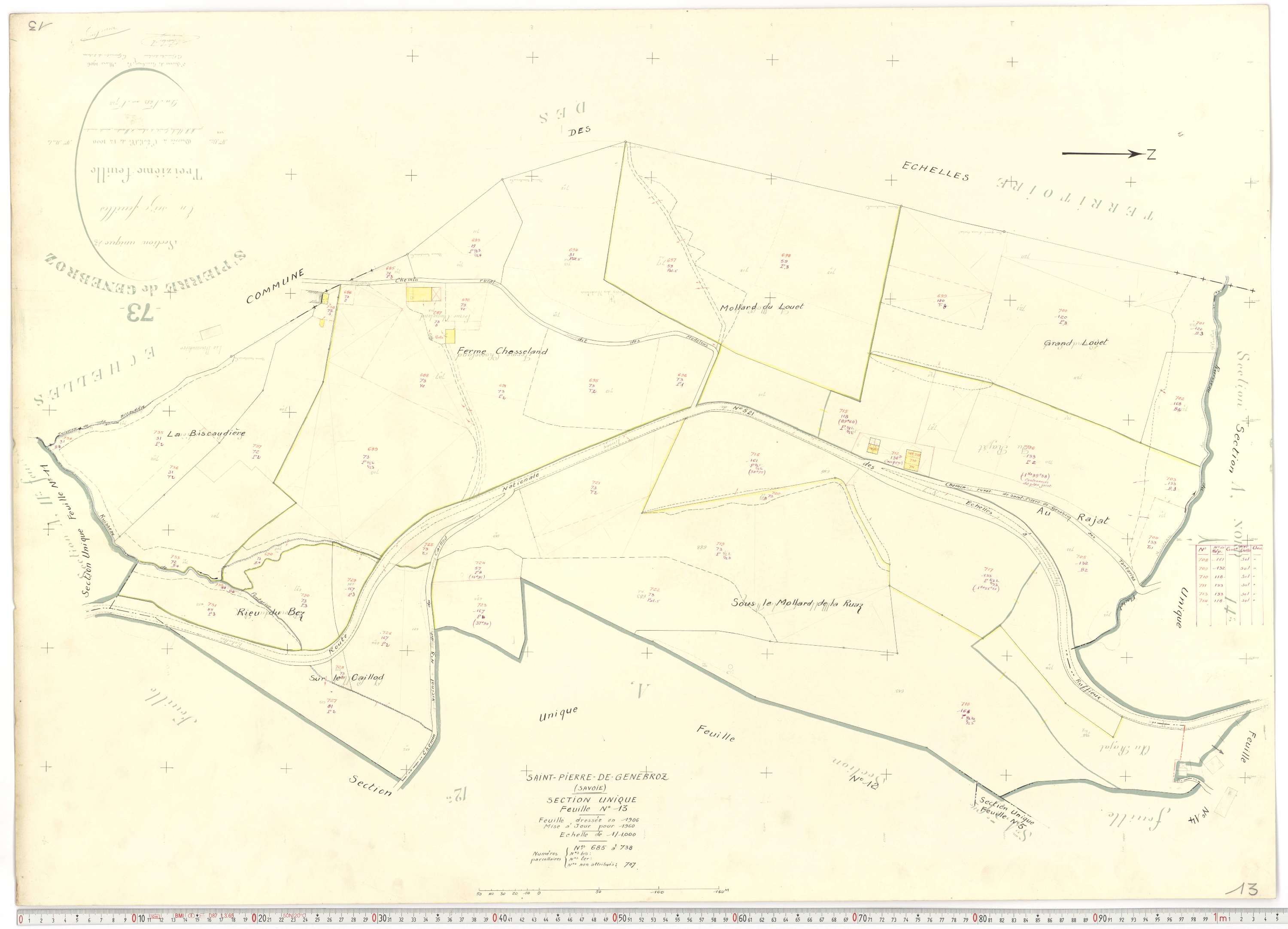 Saint-Pierre-de-Genebroz - Cadastre rénové, version de travail (1963).