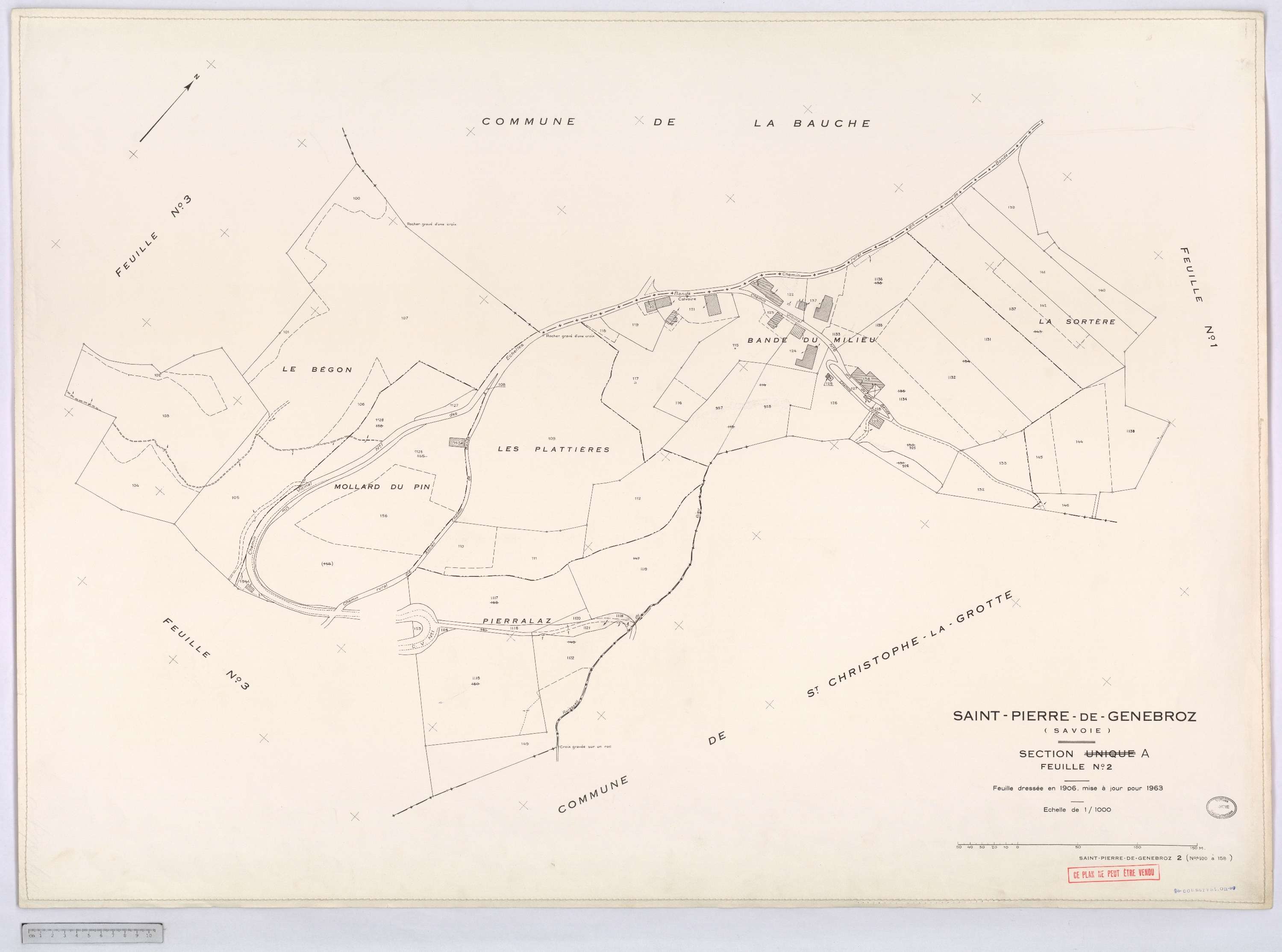 Saint-Pierre-de-Genebroz - Cadastre rénové, version définitive (1963).