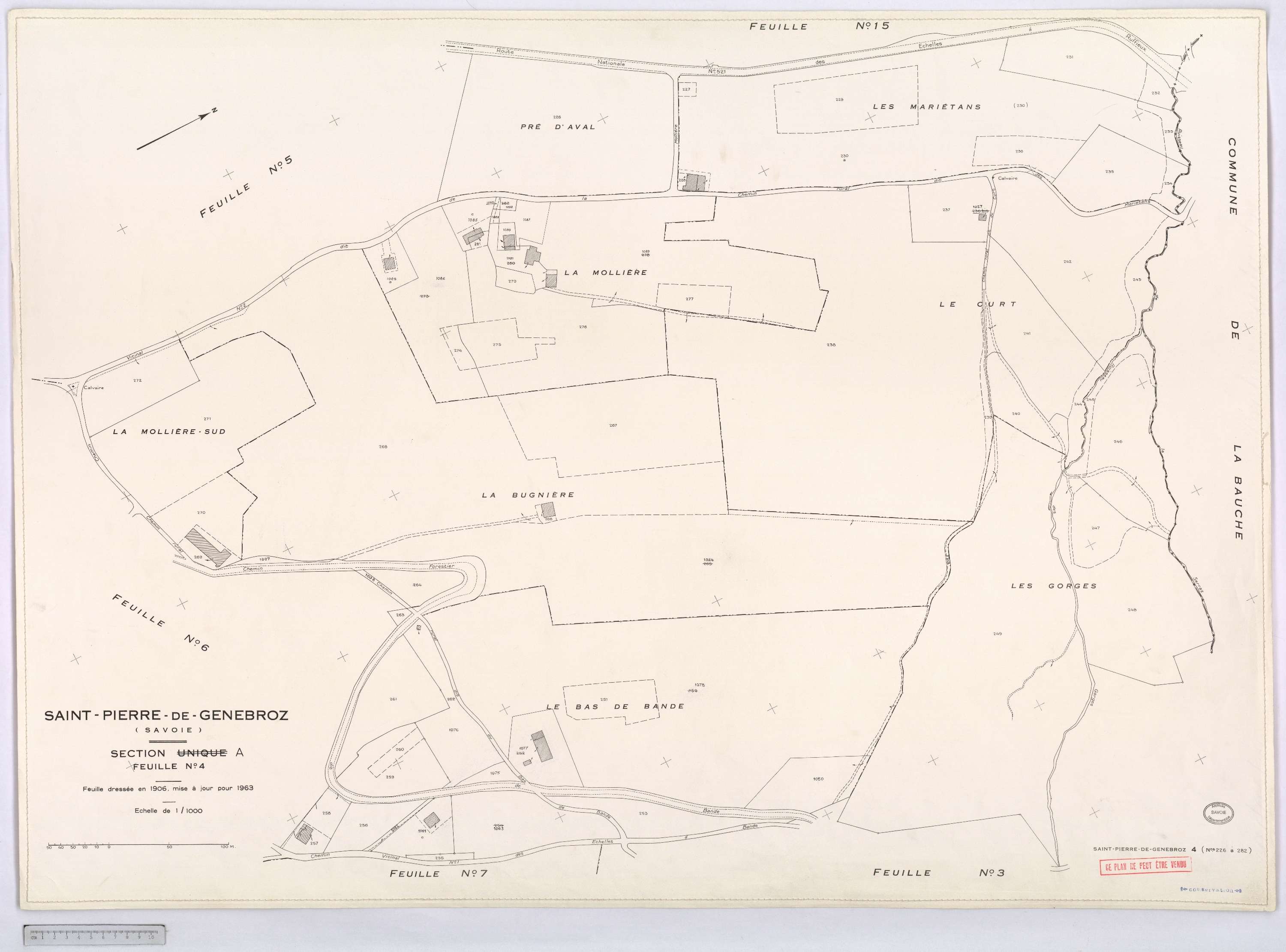 Saint-Pierre-de-Genebroz - Cadastre rénové, version définitive (1963).