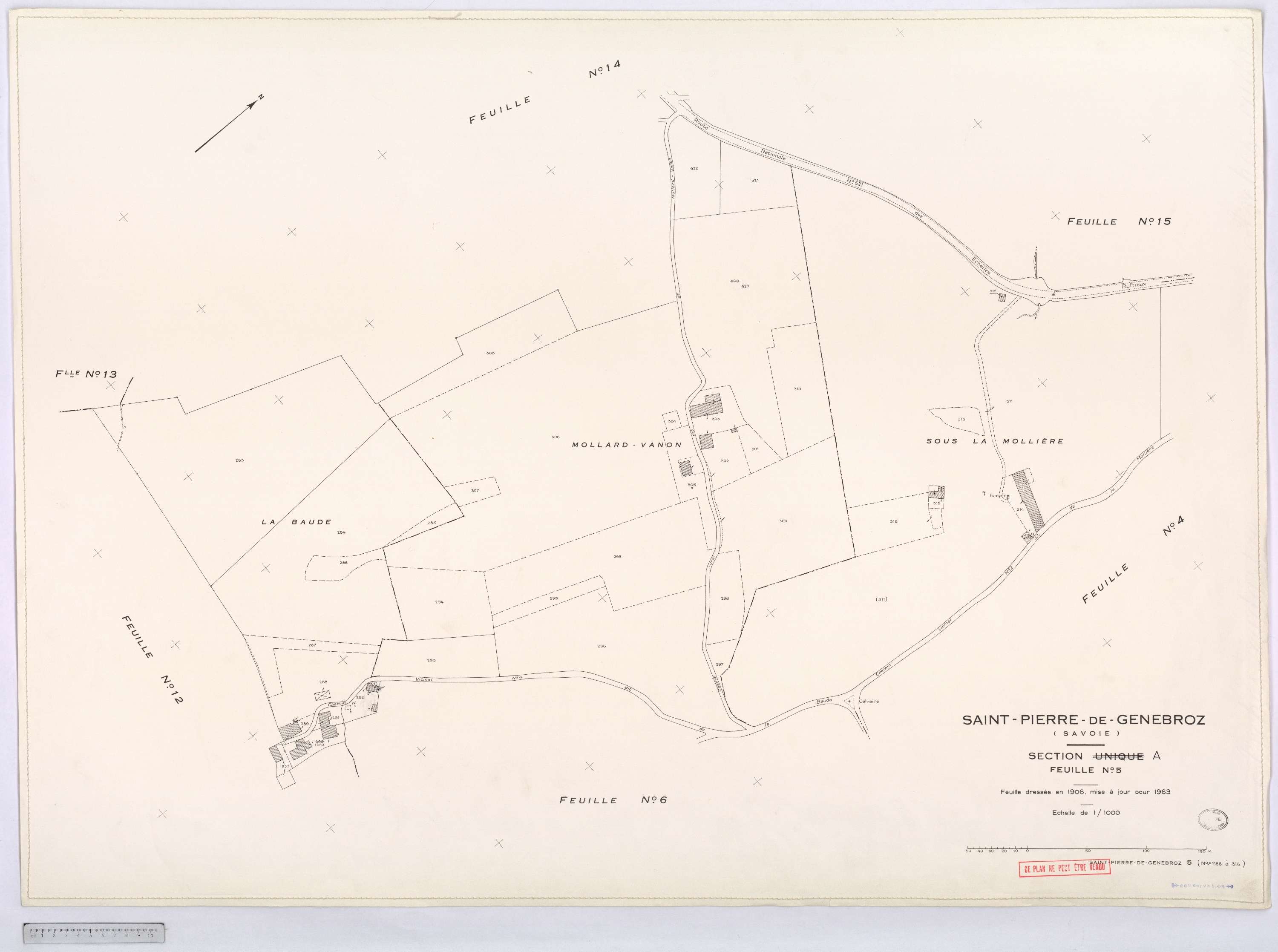 Saint-Pierre-de-Genebroz - Cadastre rénové, version définitive (1963).