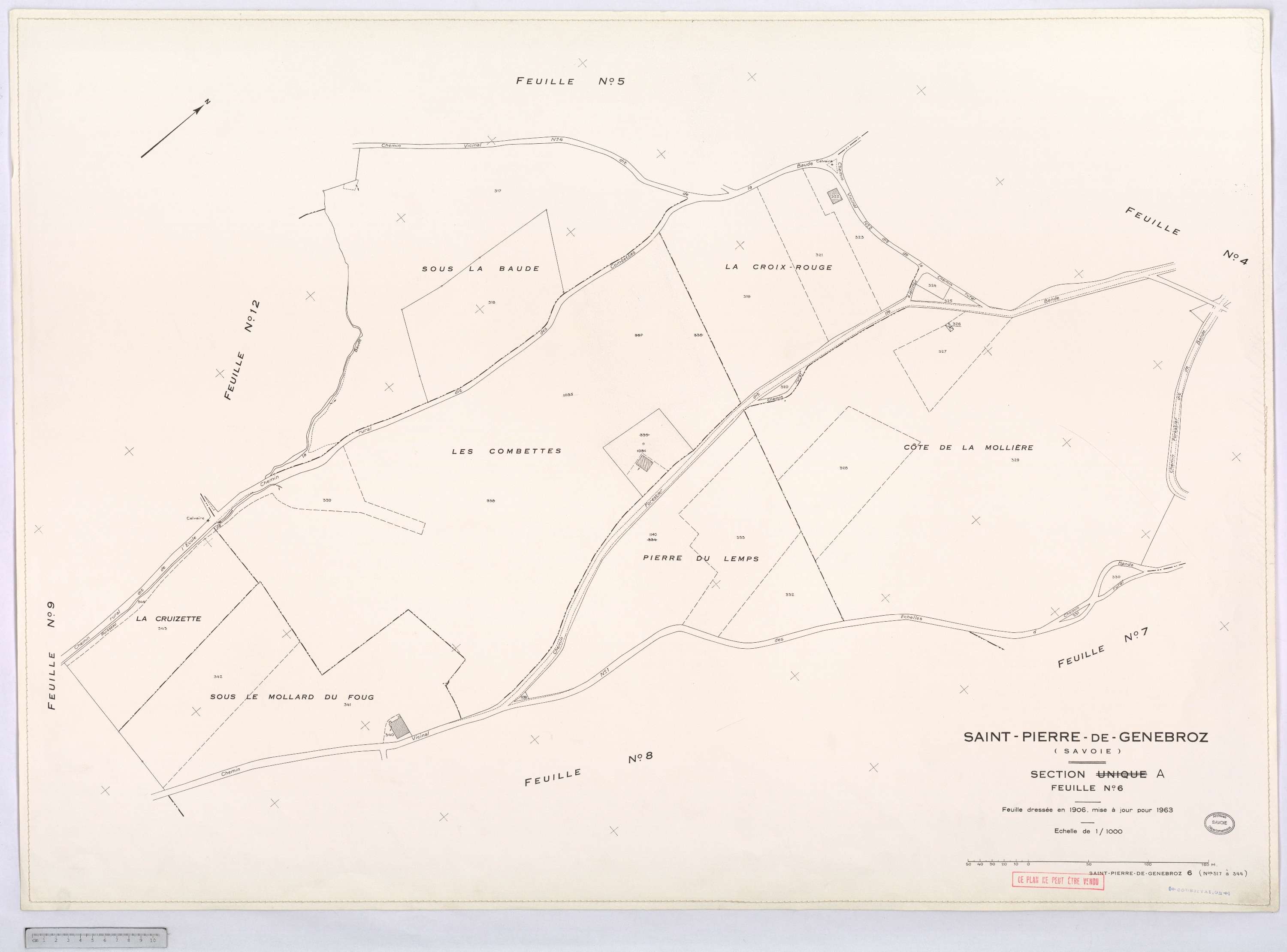 Saint-Pierre-de-Genebroz - Cadastre rénové, version définitive (1963).