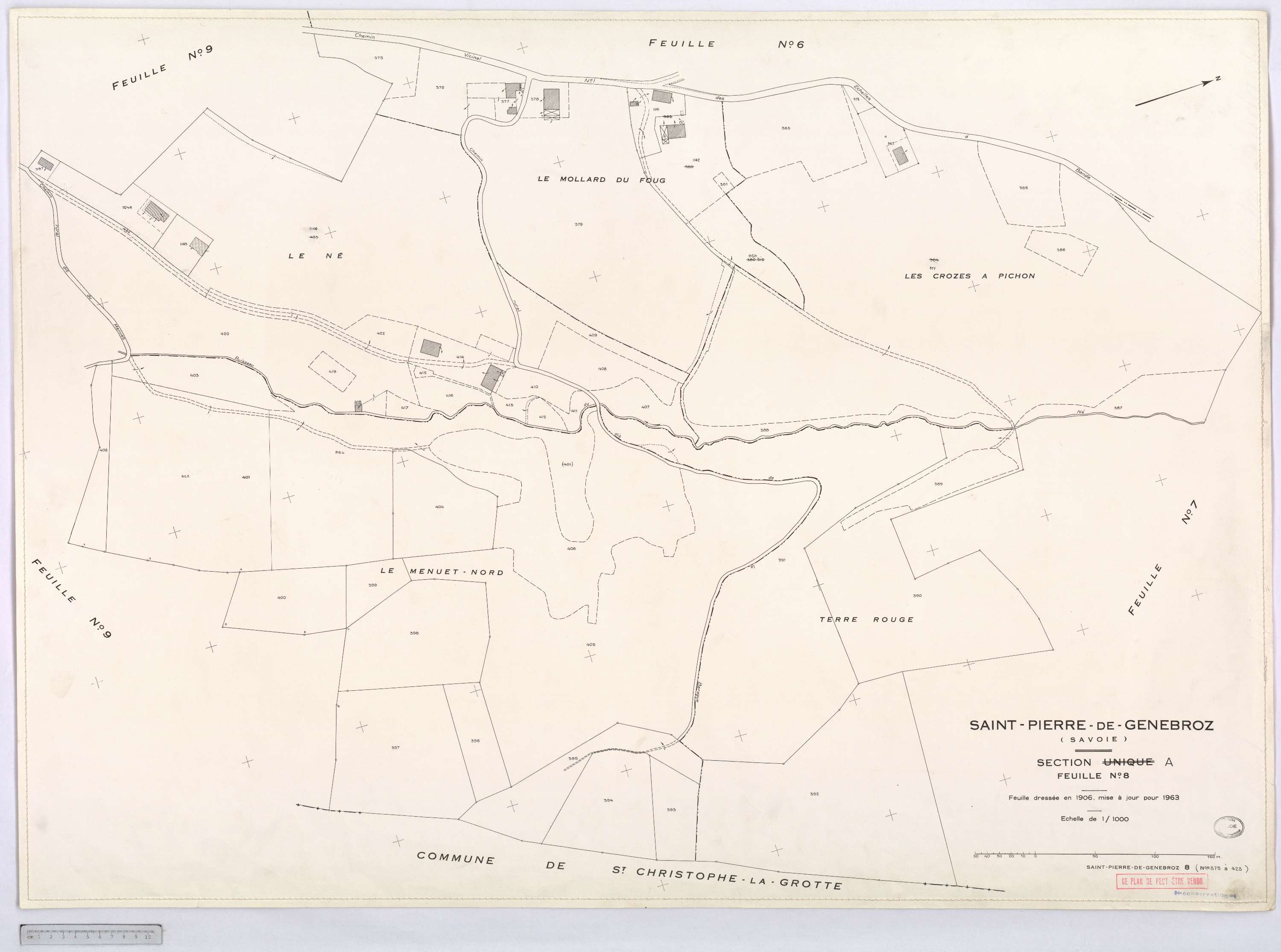 Saint-Pierre-de-Genebroz - Cadastre rénové, version définitive (1963).