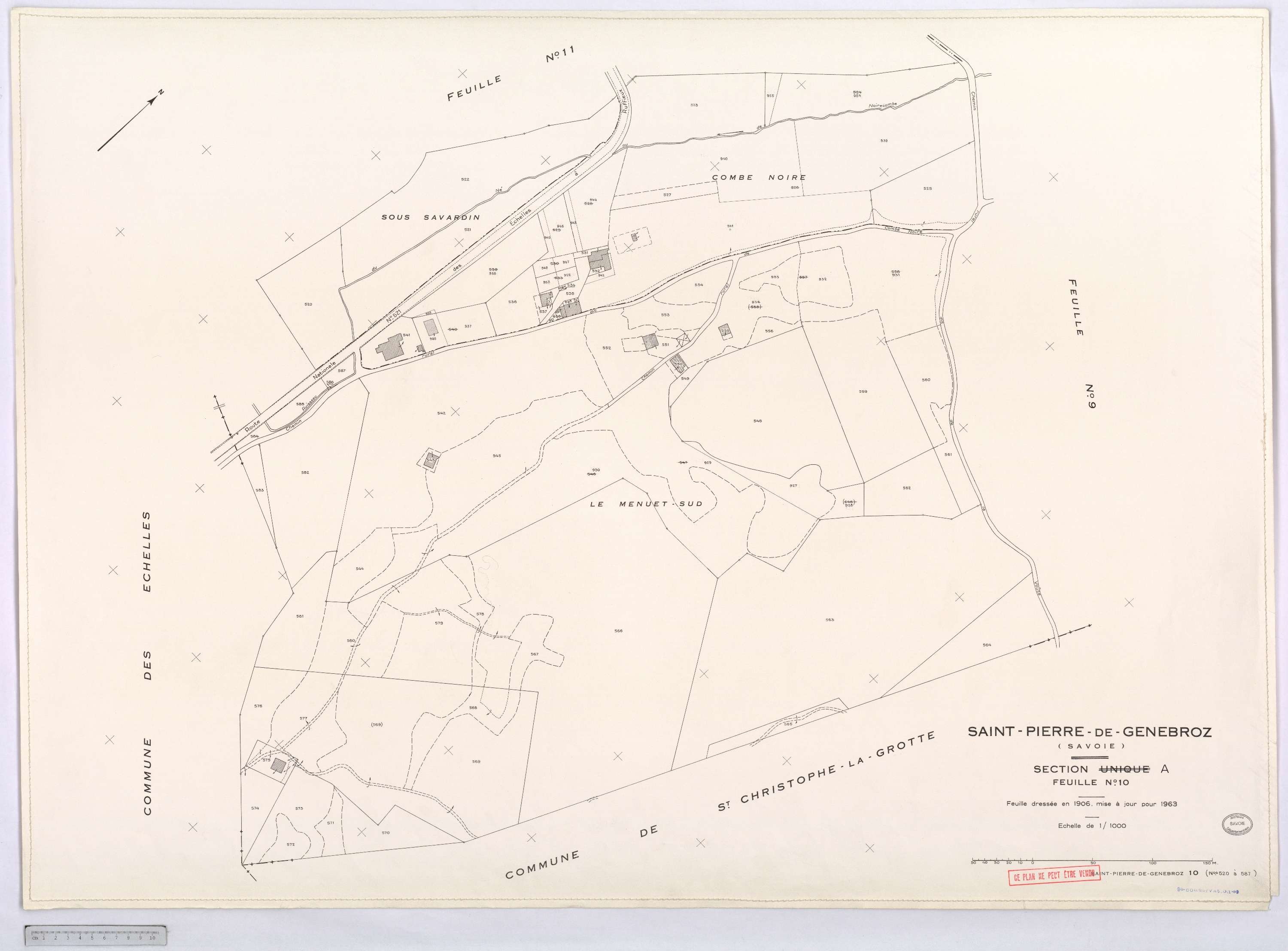 Saint-Pierre-de-Genebroz - Cadastre rénové, version définitive (1963).