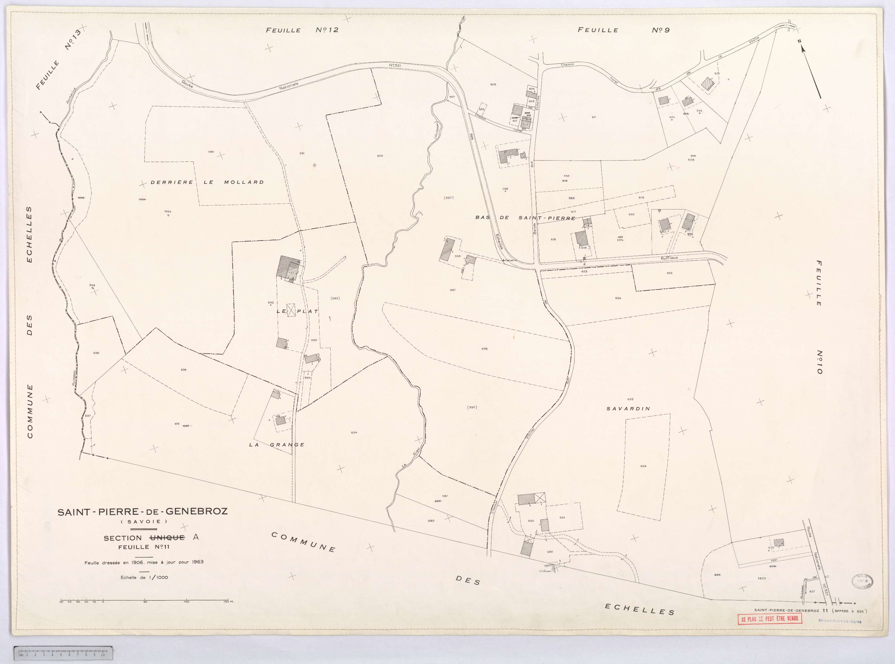 Saint-Pierre-de-Genebroz - Cadastre rénové, version définitive (1963).