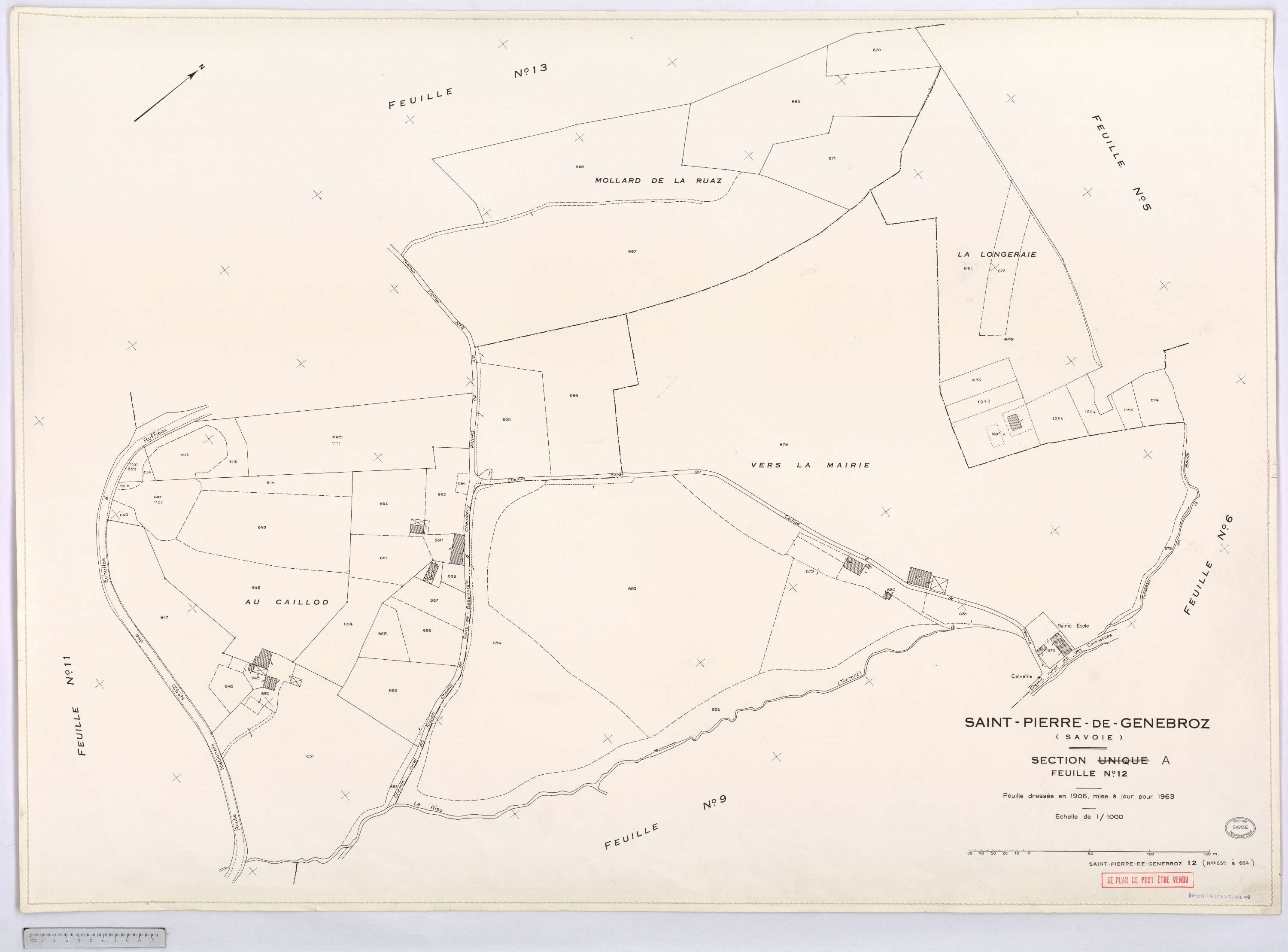 Saint-Pierre-de-Genebroz - Cadastre rénové, version définitive (1963).