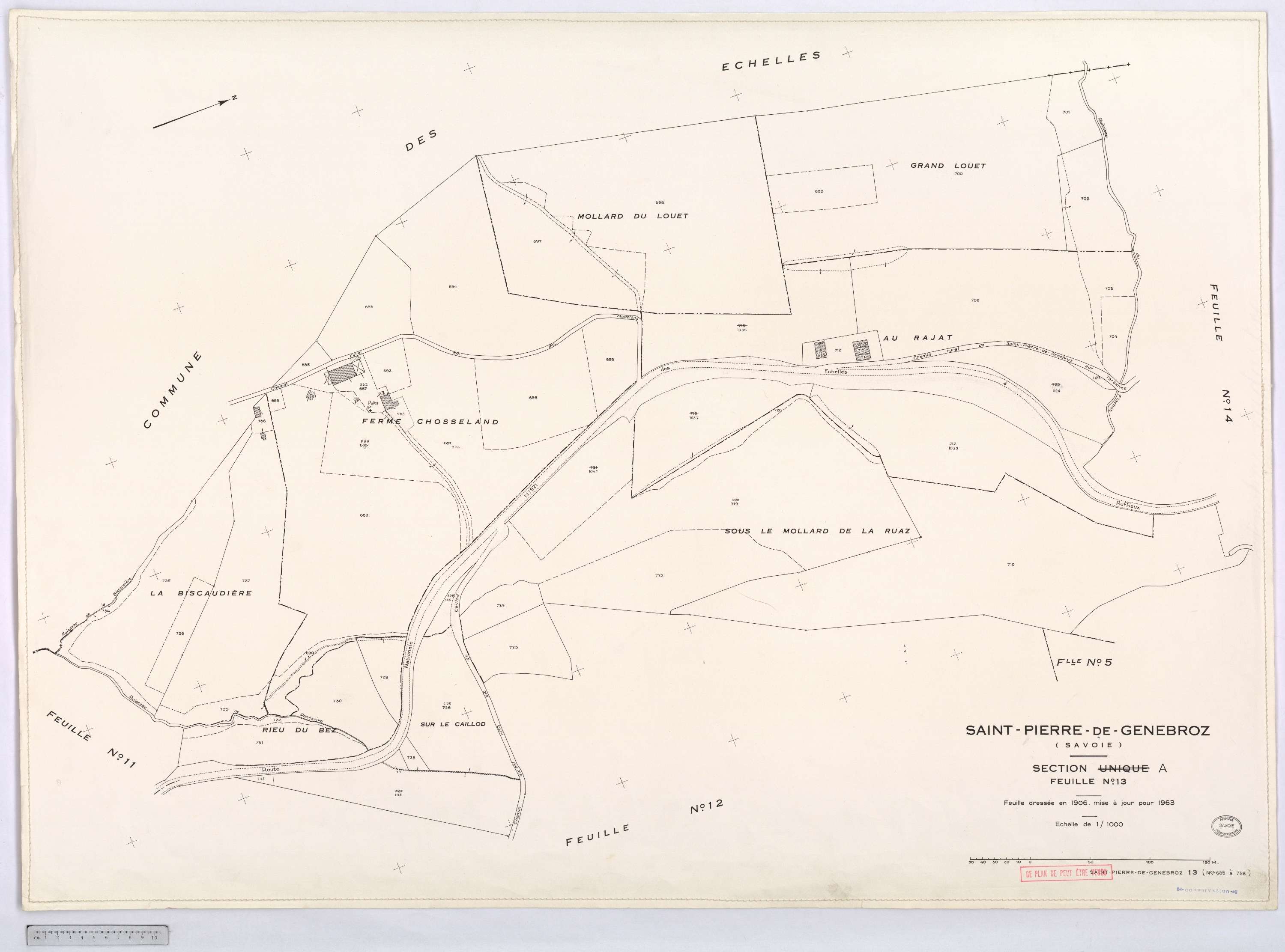 Saint-Pierre-de-Genebroz - Cadastre rénové, version définitive (1963).