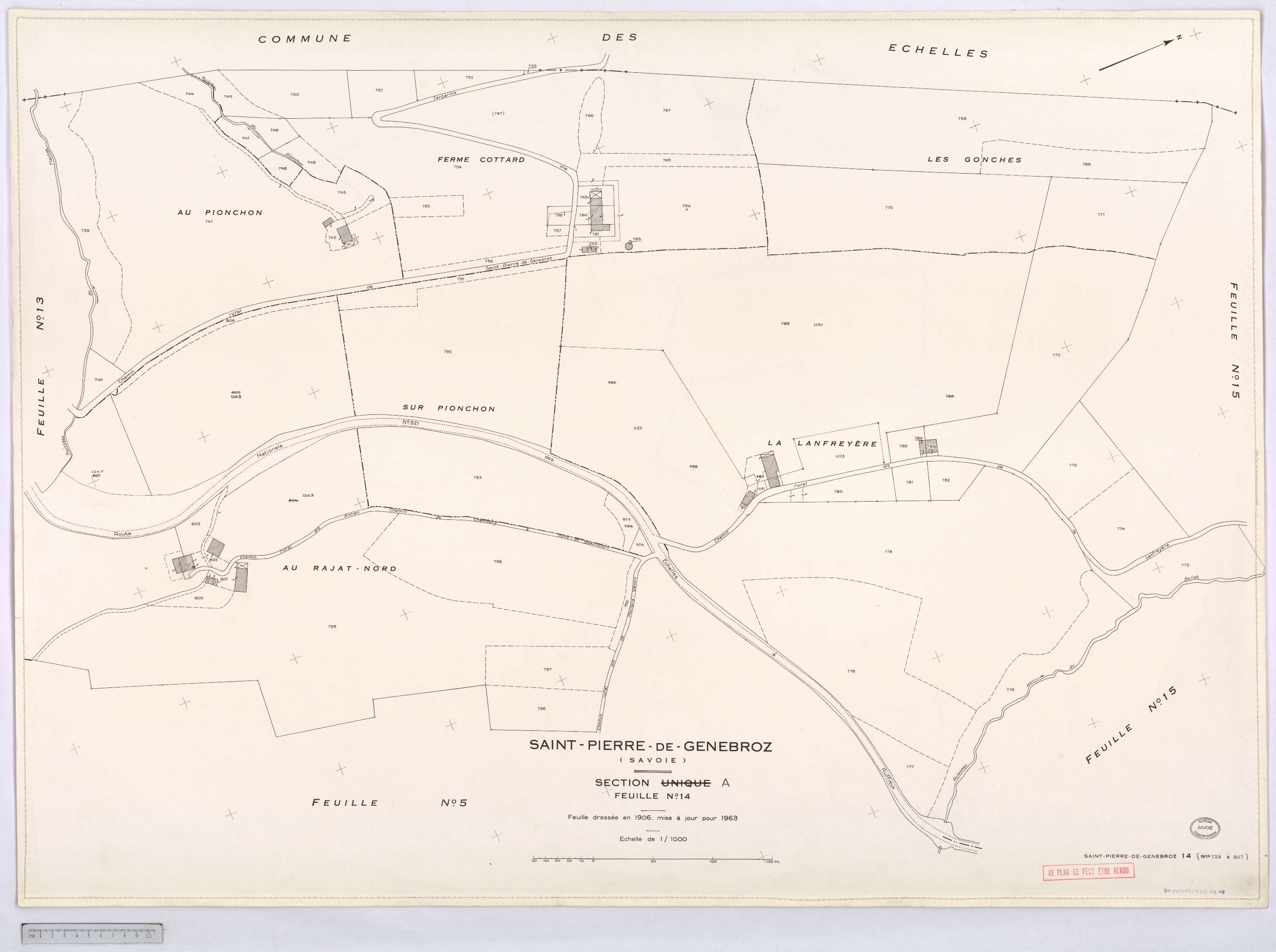 Saint-Pierre-de-Genebroz - Cadastre rénové, version définitive (1963).