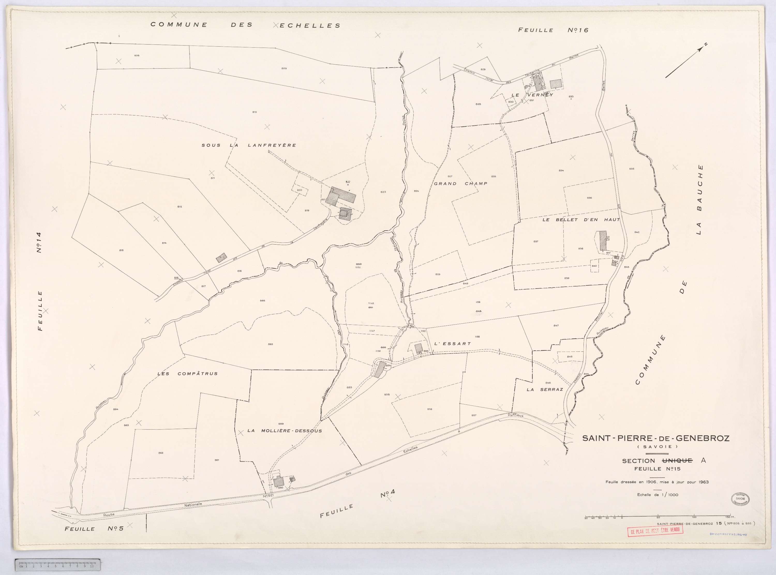 Saint-Pierre-de-Genebroz - Cadastre rénové, version définitive (1963).