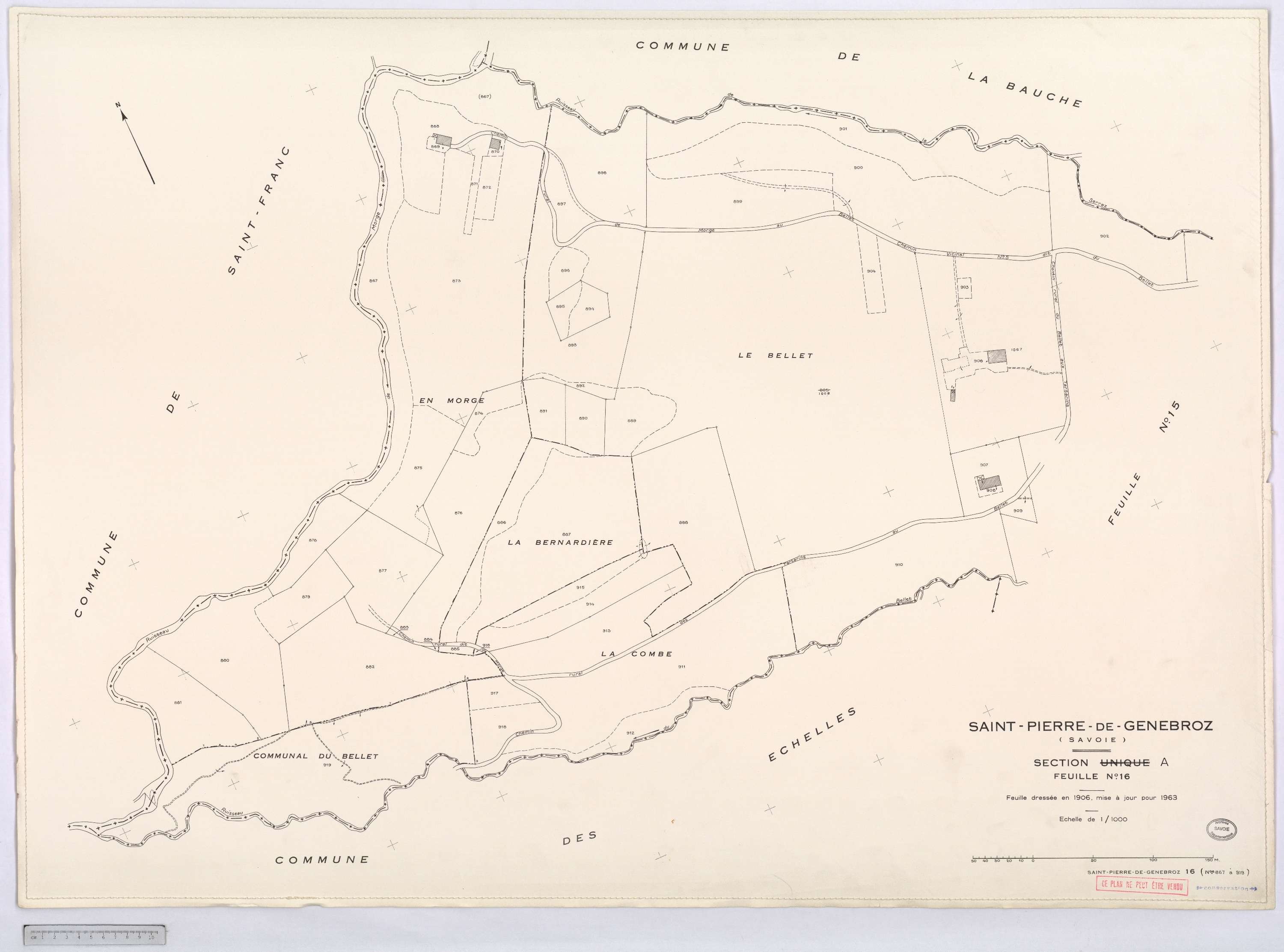 Saint-Pierre-de-Genebroz - Cadastre rénové, version définitive (1963).