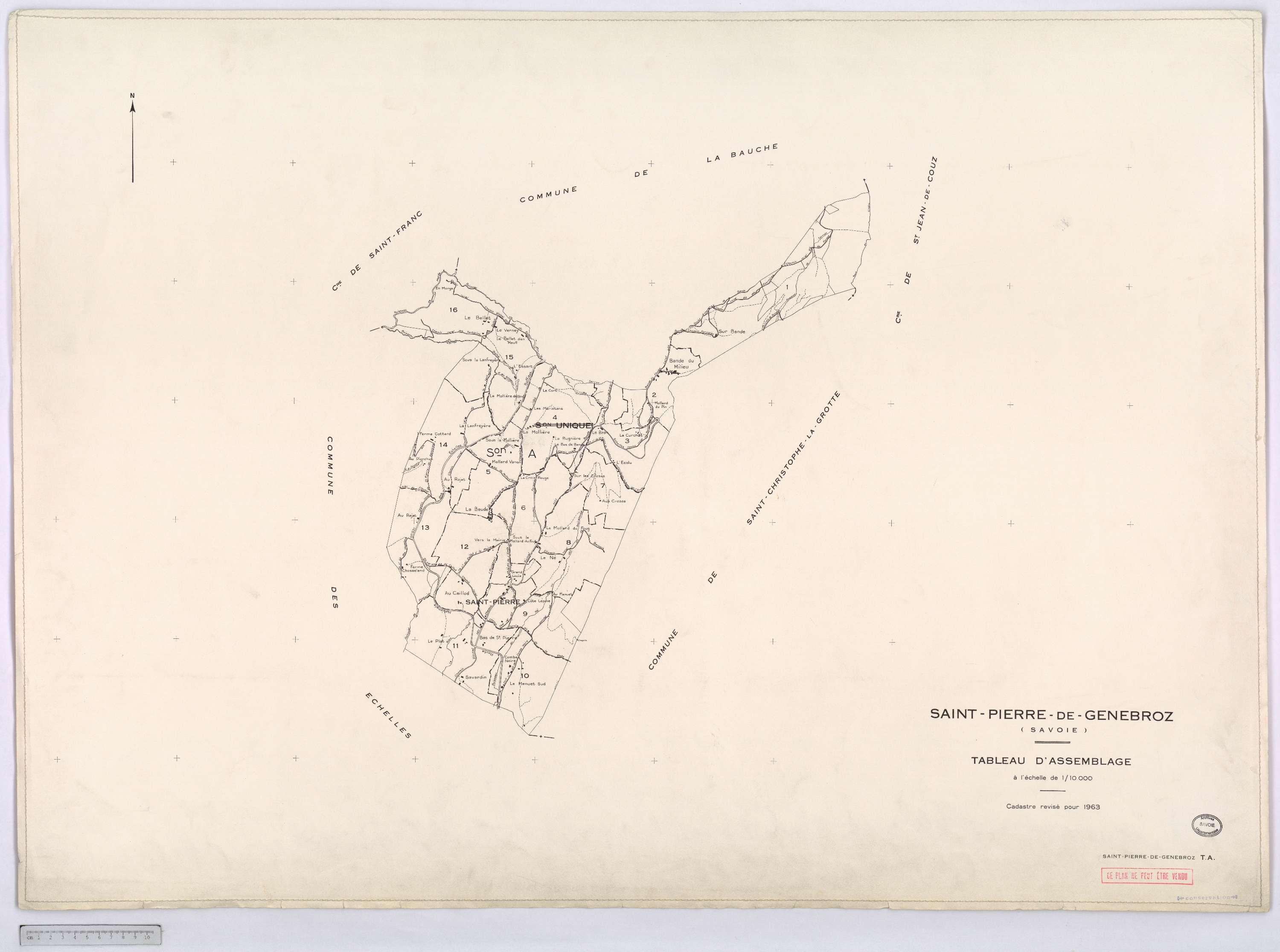 Saint-Pierre-de-Genebroz - Cadastre rénové, version définitive (1963).