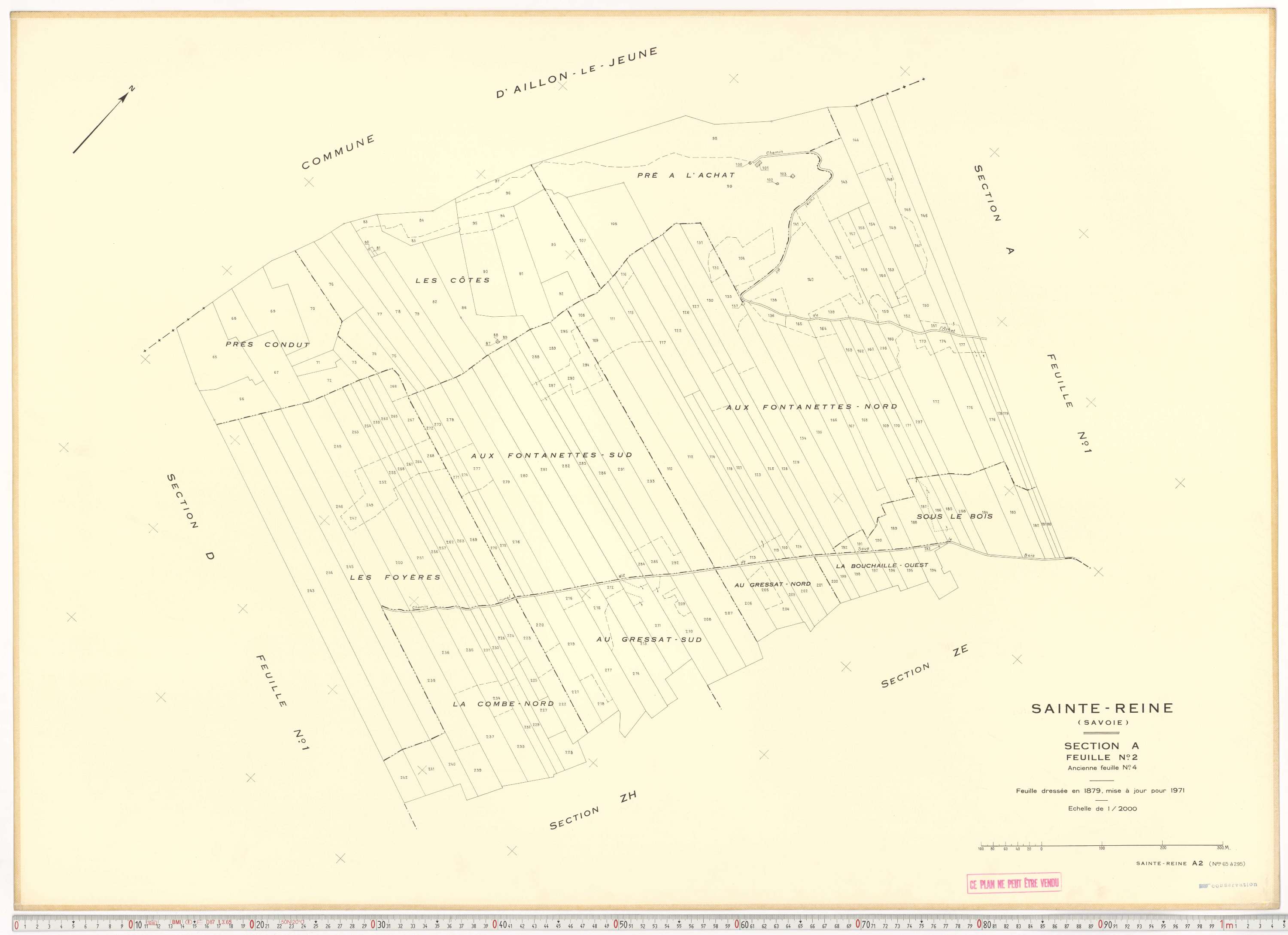 Sainte-Reine - Plans cadastraux du cadastre rénové et remembré (partiel).