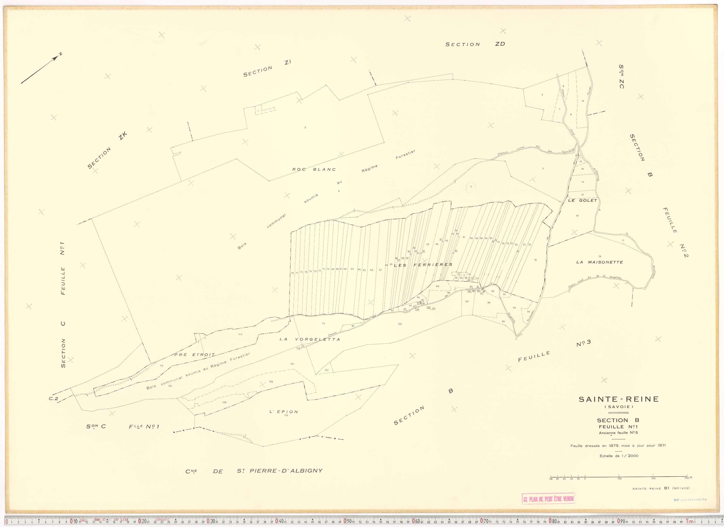 Sainte-Reine - Plans cadastraux du cadastre rénové et remembré (partiel).