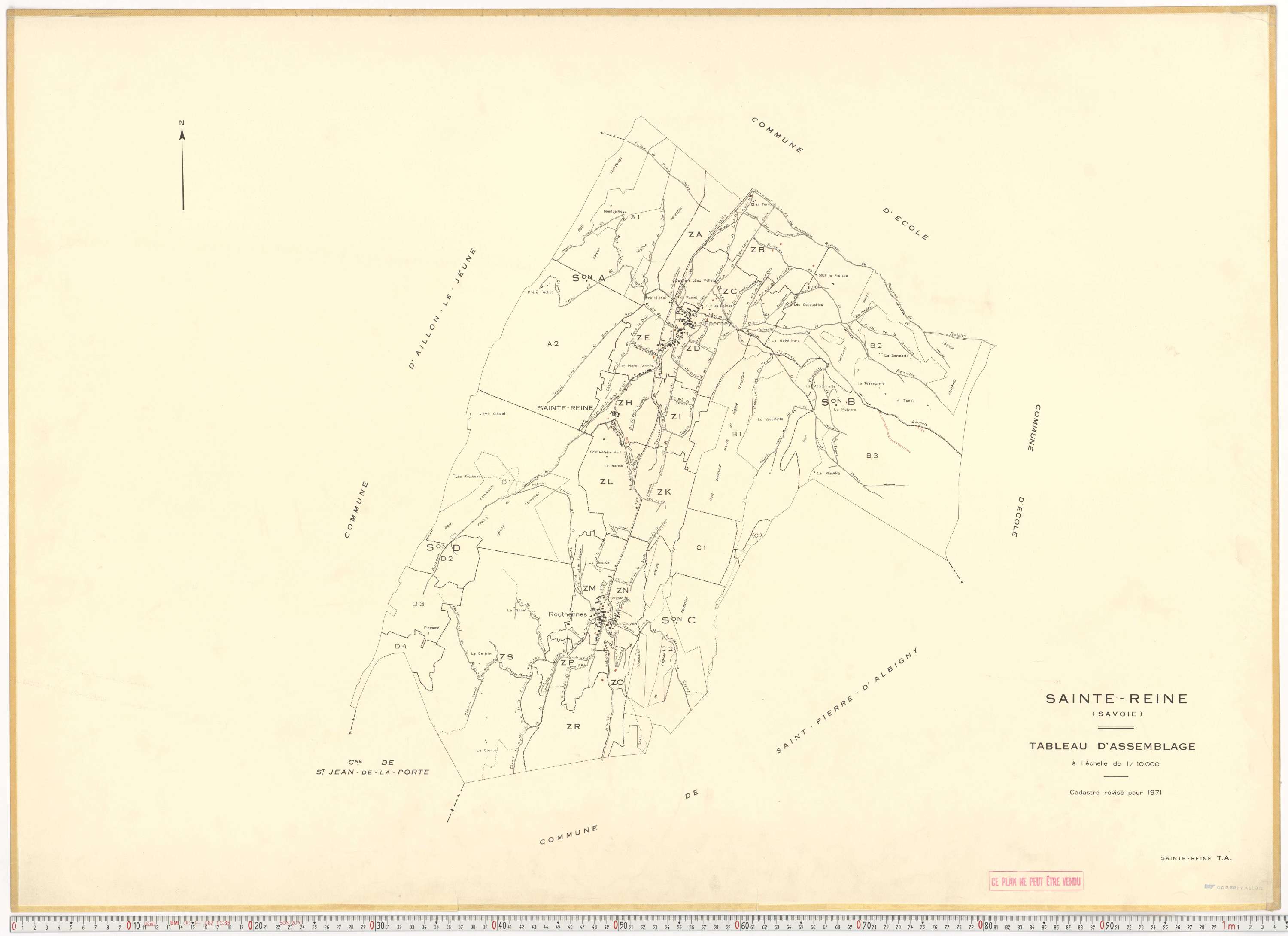 Sainte-Reine - Plans cadastraux du cadastre rénové et remembré (partiel).