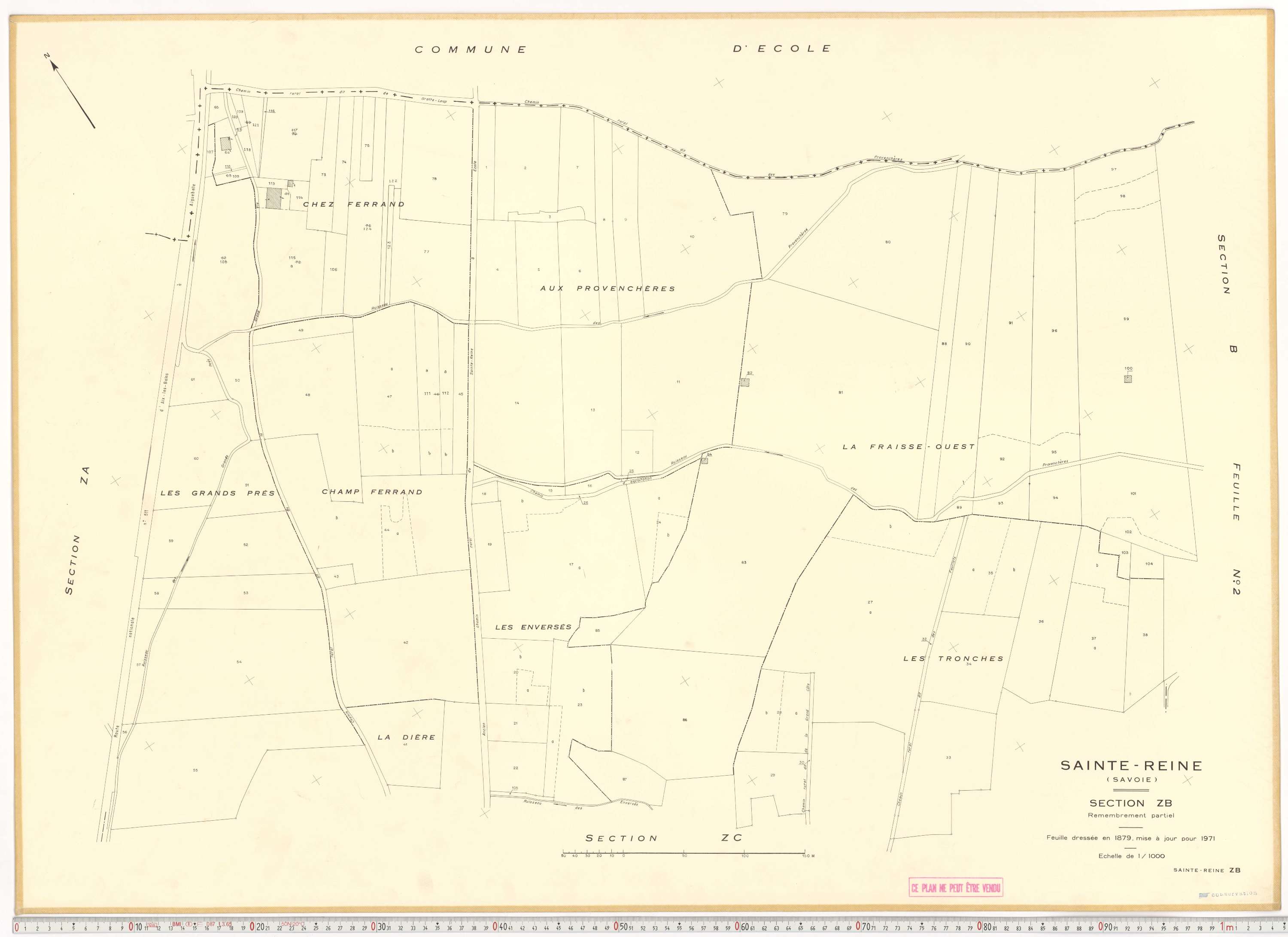 Sainte-Reine - Plans cadastraux du cadastre rénové et remembré (partiel).