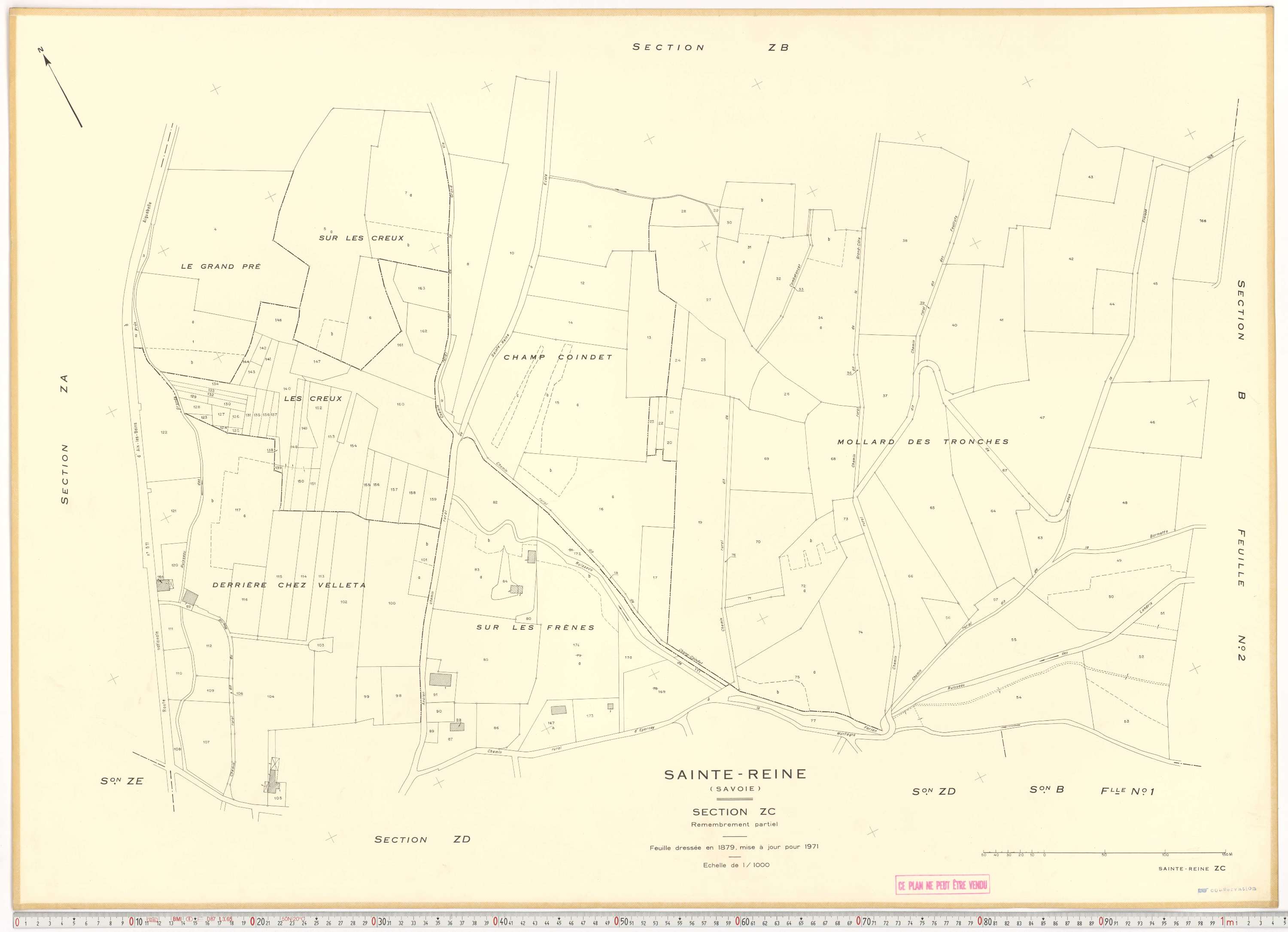 Sainte-Reine - Plans cadastraux du cadastre rénové et remembré (partiel).