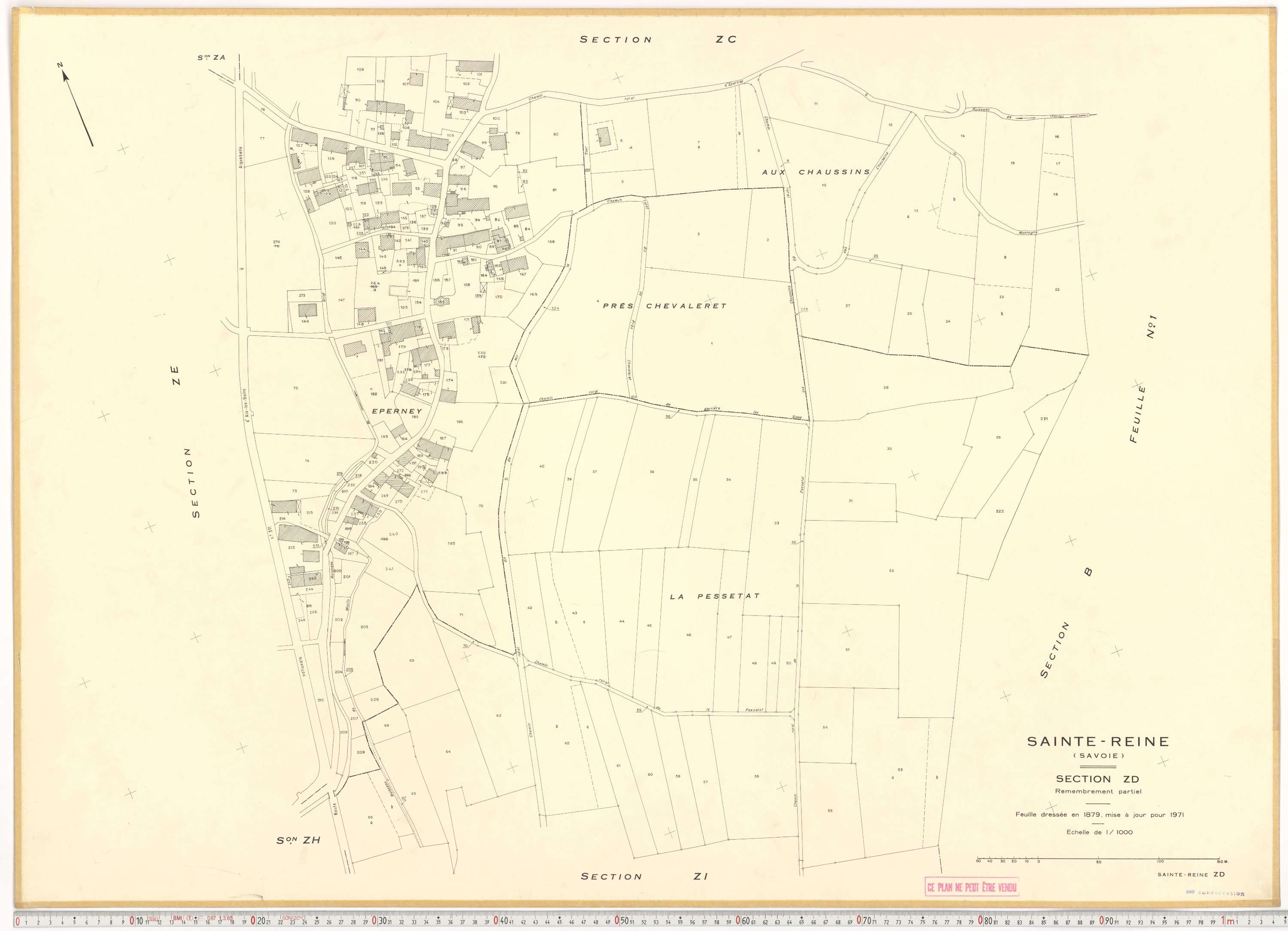 Sainte-Reine - Plans cadastraux du cadastre rénové et remembré (partiel).