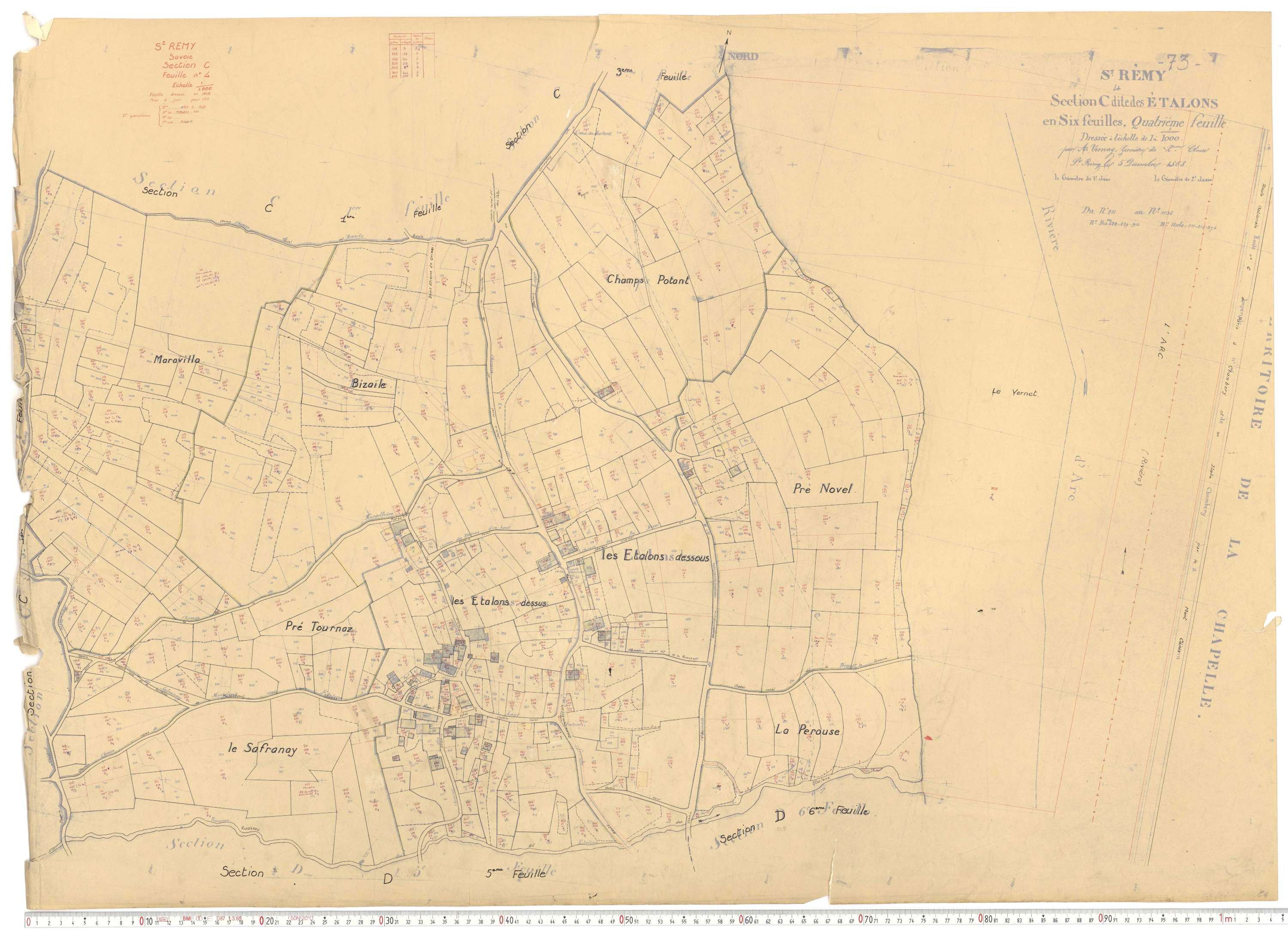 Saint-Rémy-de-Maurienne - Plans cadastraux du cadastre rénové.