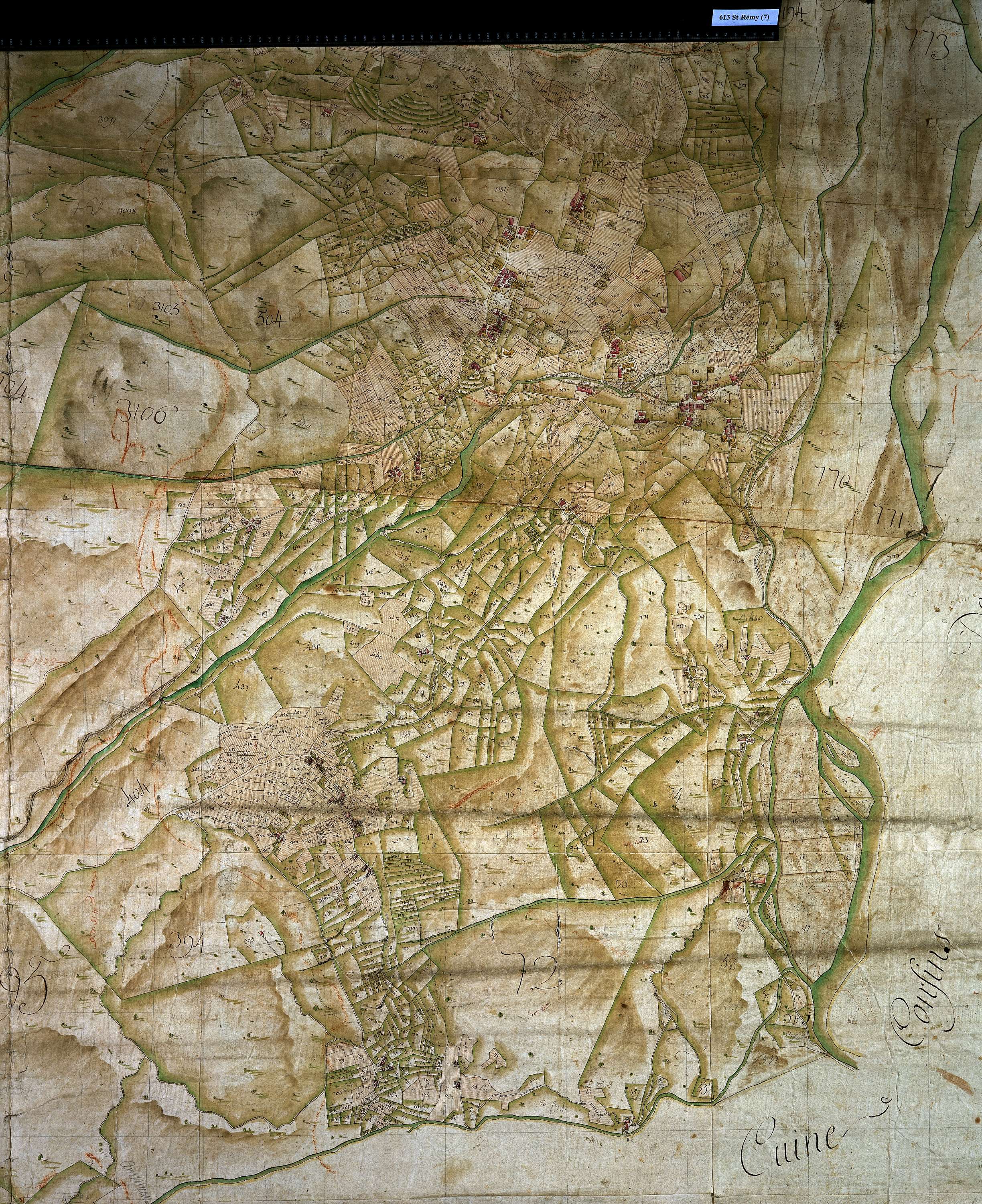 Saint-Rémy-de-Maurienne - Copie- de la mappe originale de la commune de Saint-Remy. Signée Cocelli, directeur de la péréquation générale.